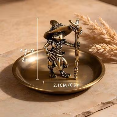 Handcrafted Brass Frog Wizard Figurine — Brass figurine image 2
