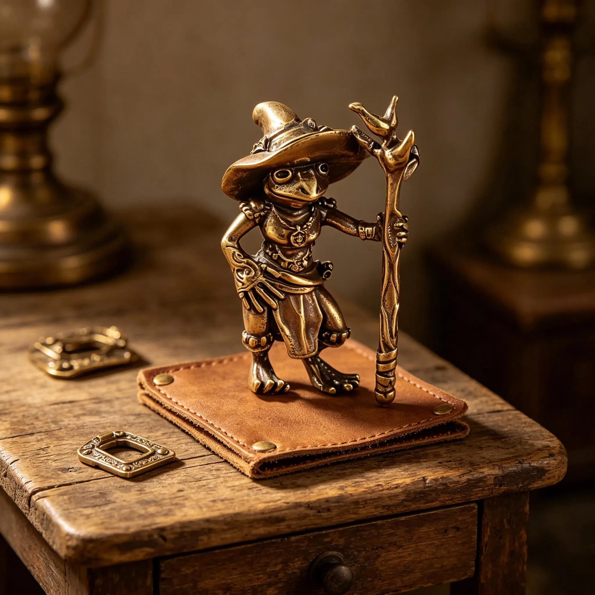 Handcrafted Brass Frog Wizard Figurine — Brass figurine image 4