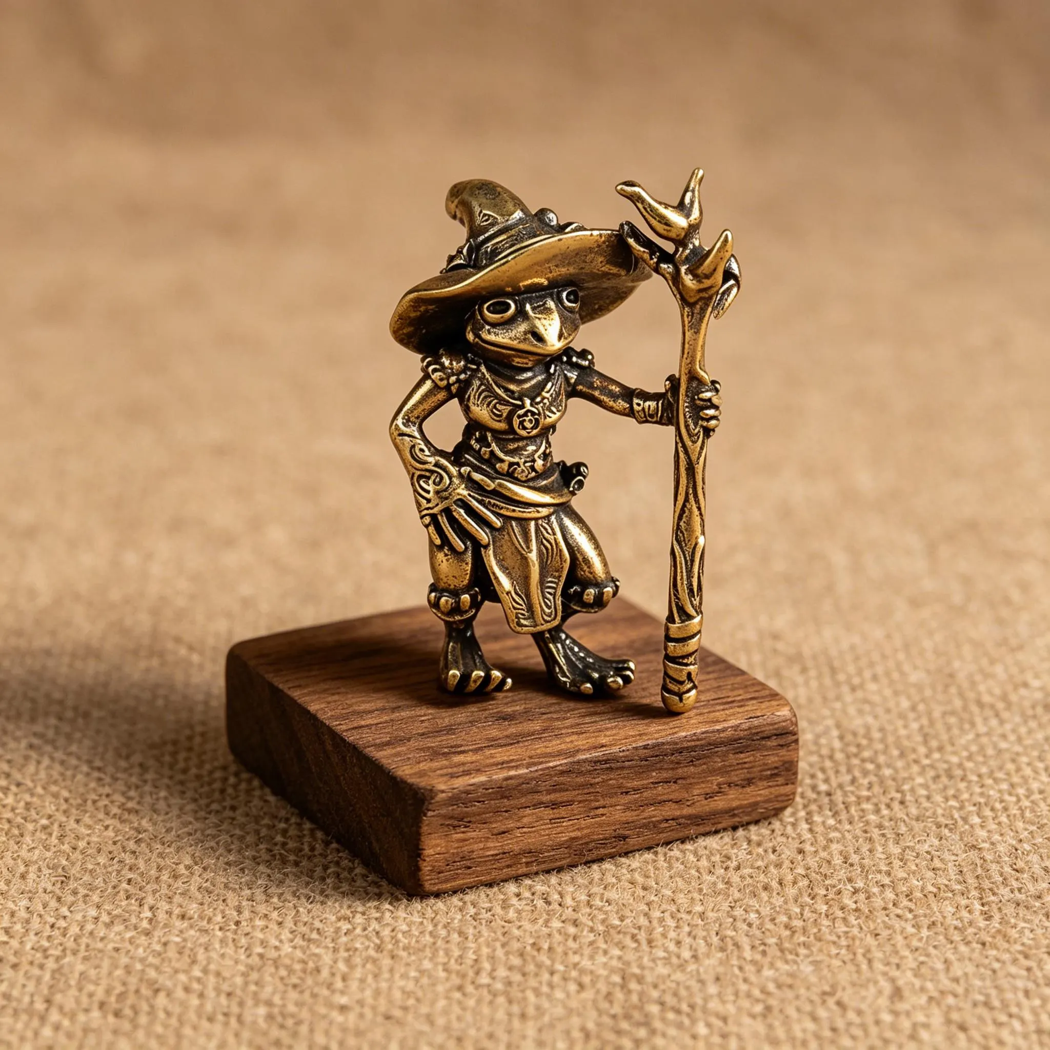 Handcrafted Brass Frog Wizard Figurine — Brass figurine image 5