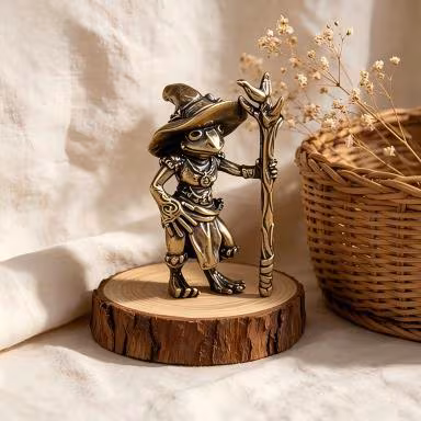 Handcrafted Brass Frog Wizard Figurine — Brass figurine image 6