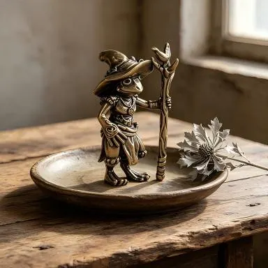Handcrafted Brass Frog Wizard Figurine — Brass figurine image 9