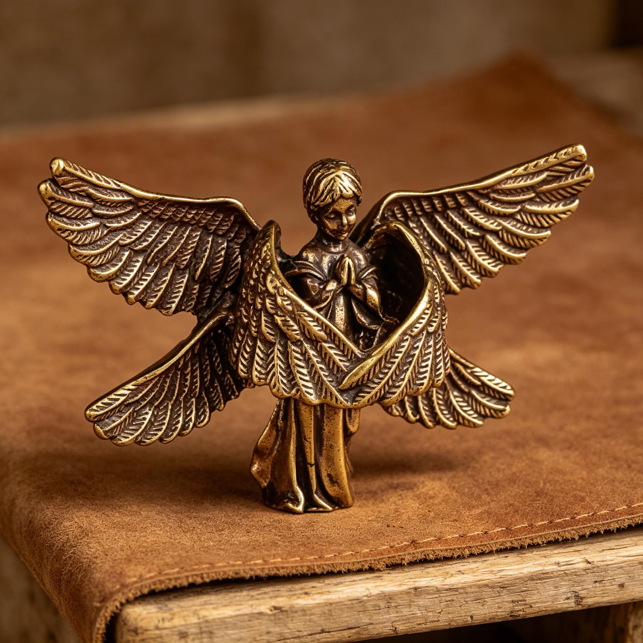 Handmade Brass Angel Statue — Copper figurine image 3