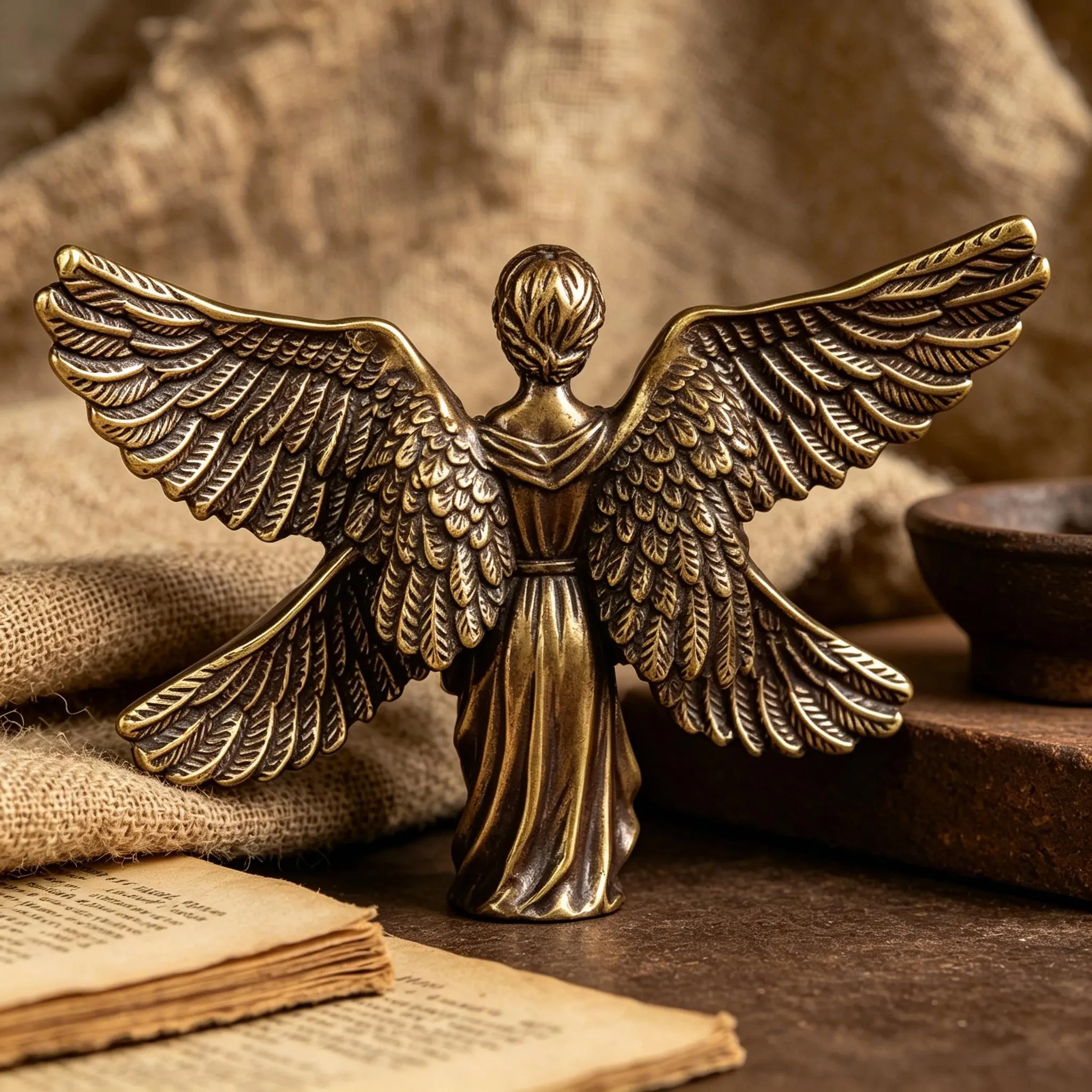 Handmade Brass Angel Statue — Copper figurine image 5