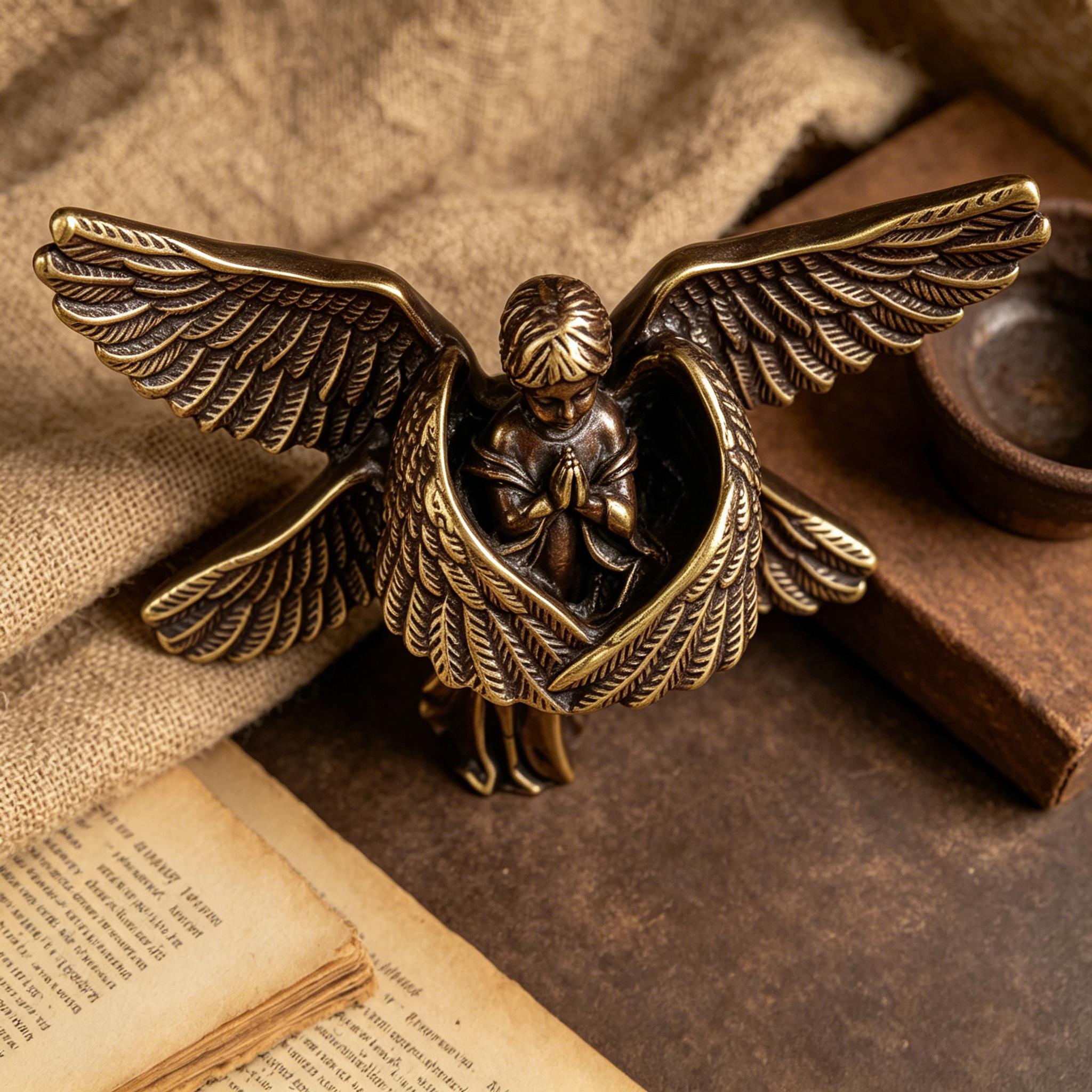 Handmade Brass Angel Statue — Copper figurine image 6