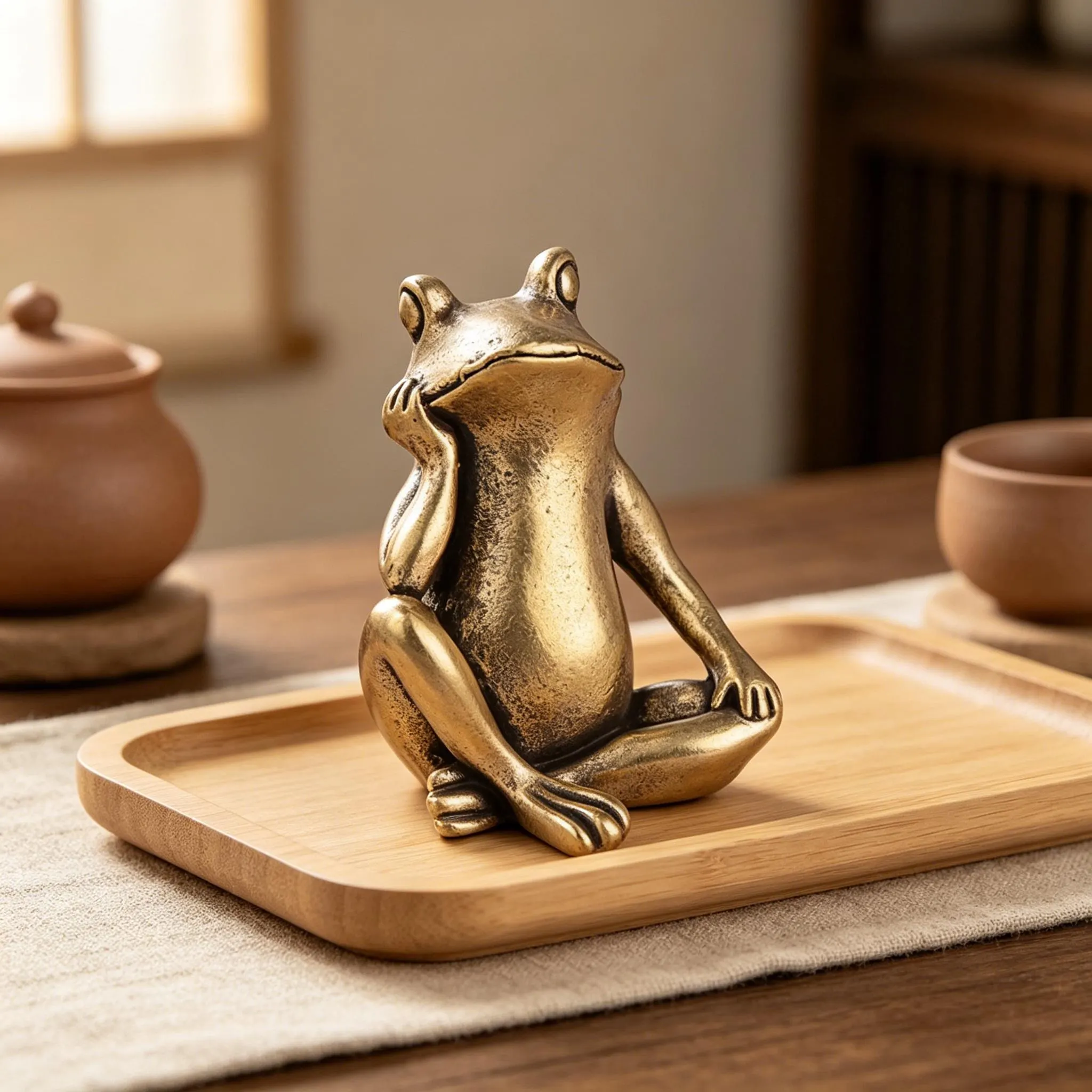 Handcrafted Copper Frog Figurine — Copper figurine image 1