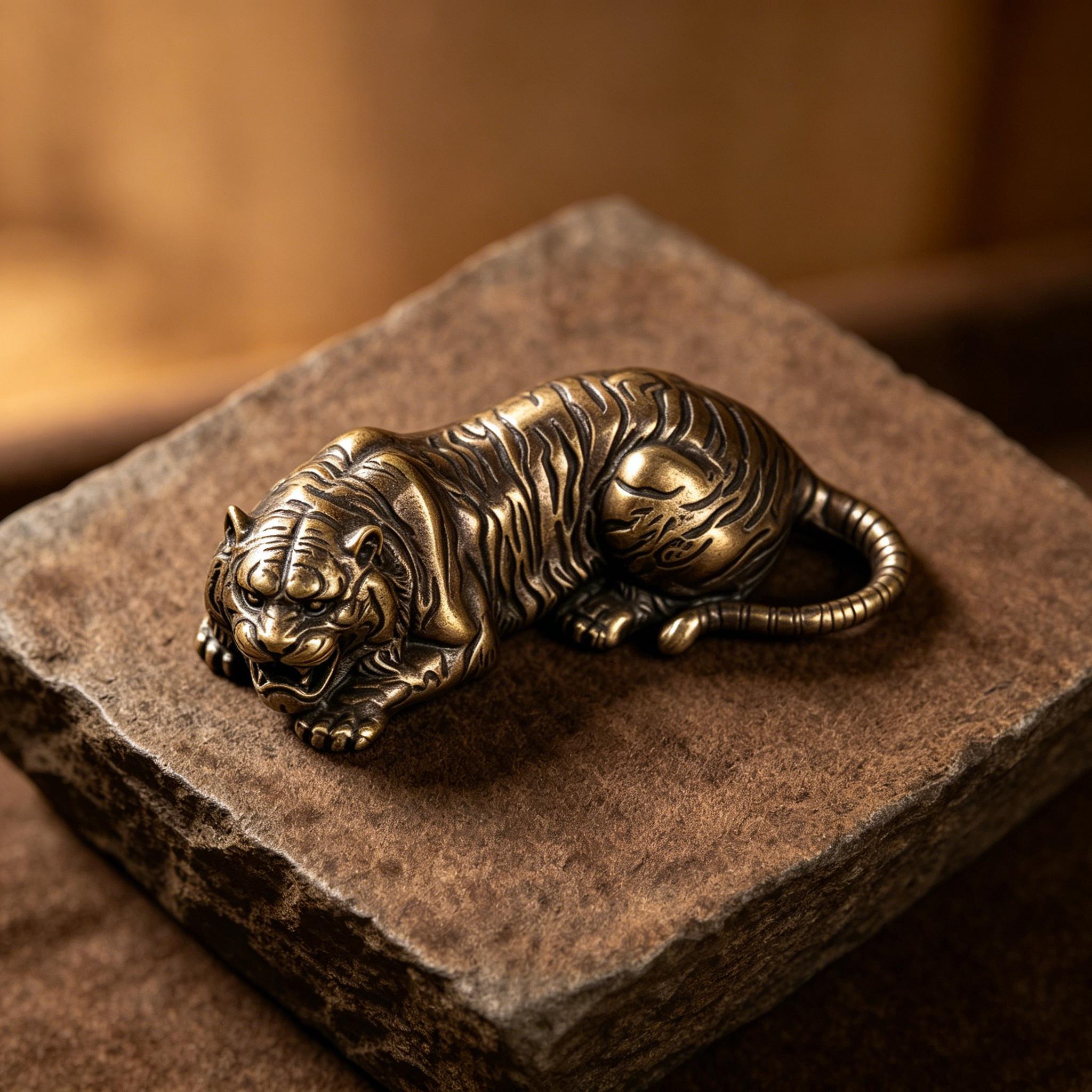 Handcrafted Copper Tiger Figurine — Copper figurine image 3