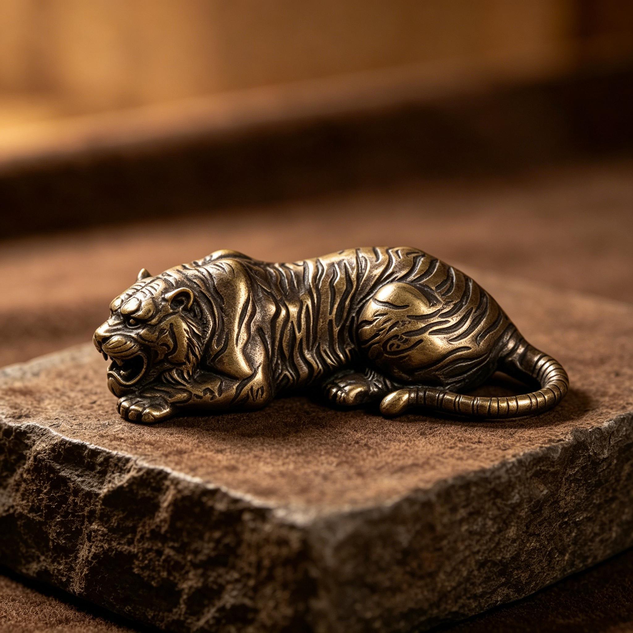 Handcrafted Copper Tiger Figurine — Copper figurine image 4