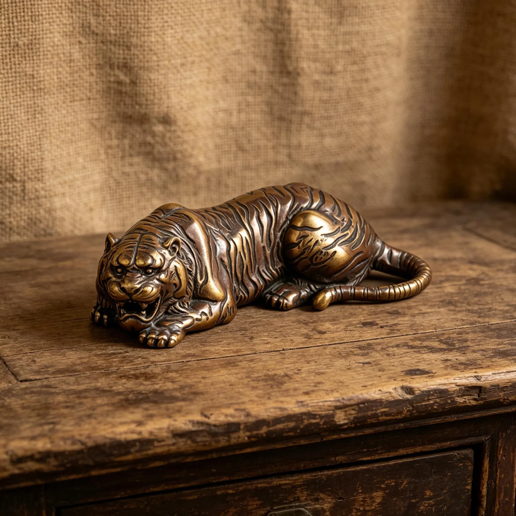 Handcrafted Copper Tiger Figurine — Copper figurine image 8