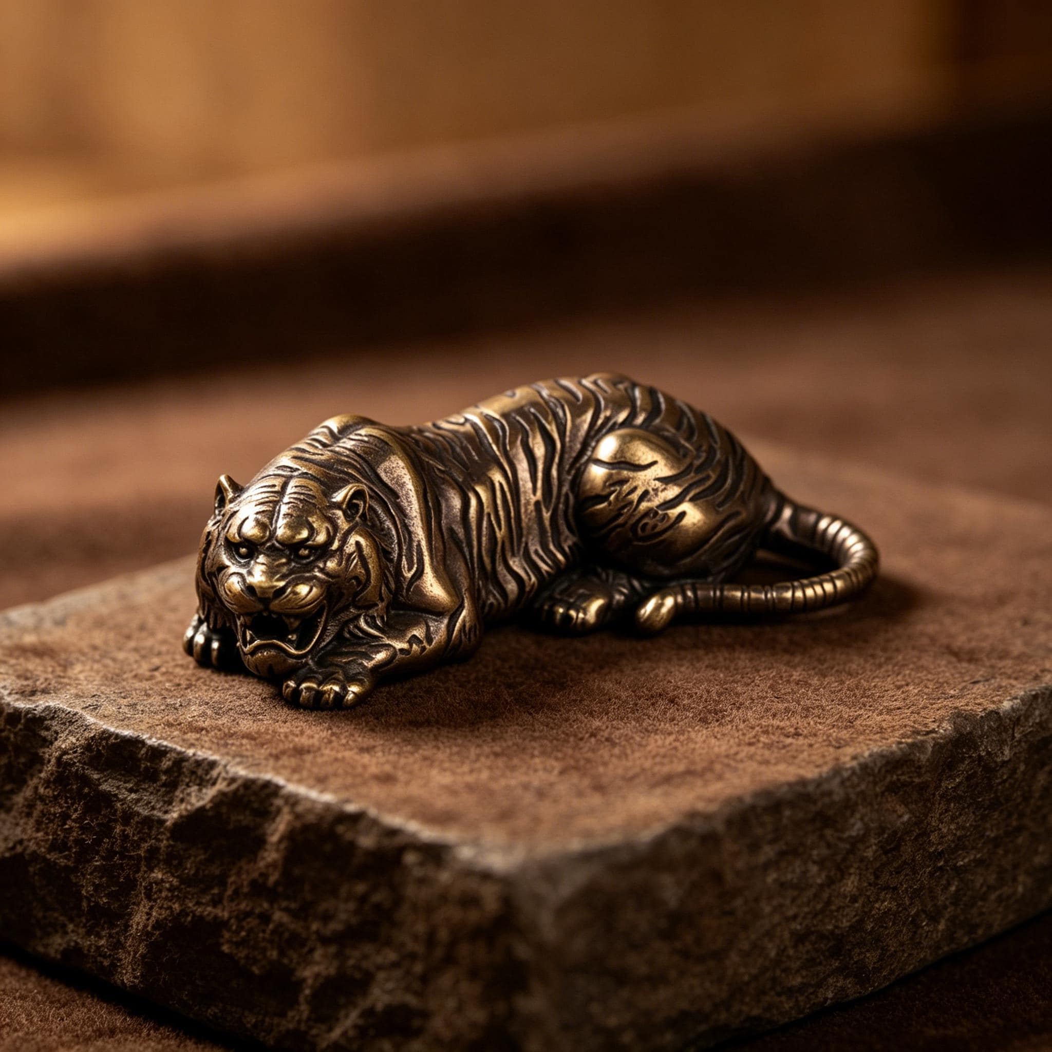 Handcrafted Copper Tiger Figurine — Copper figurine image 1