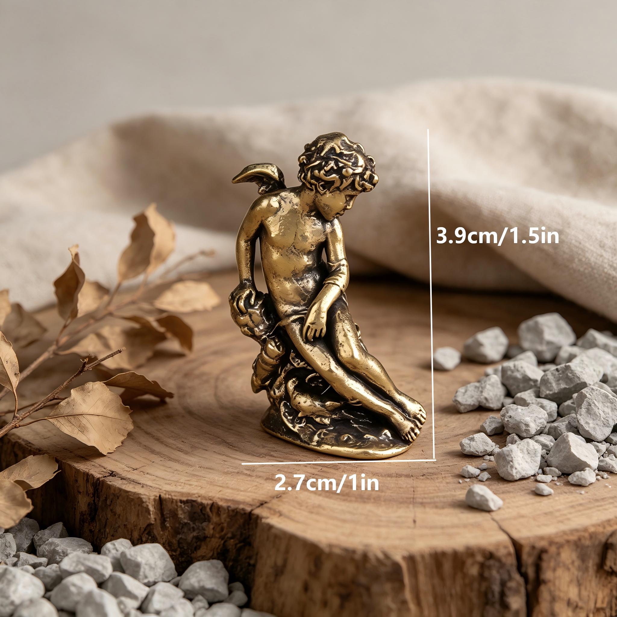 Vintage Handcrafted Brass Cherub Figurine — Copper figurine image 2