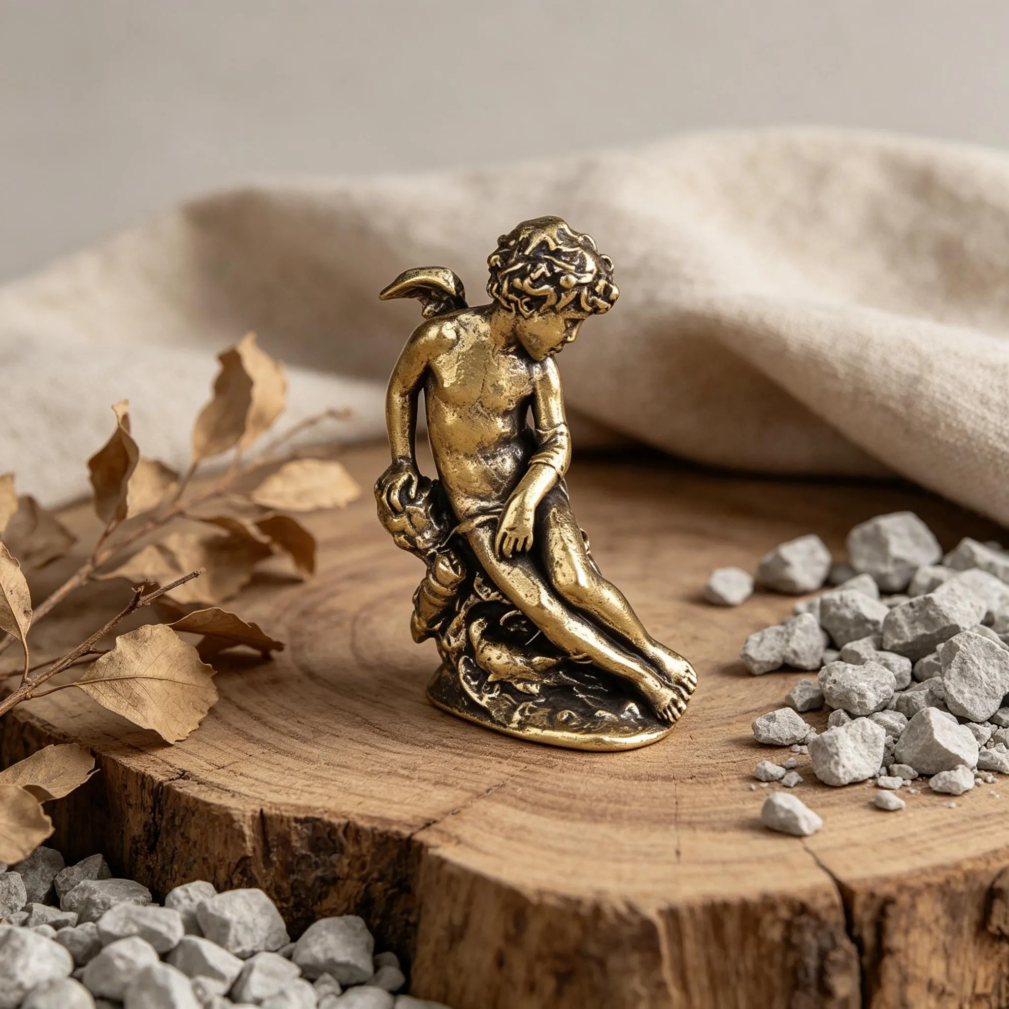 Vintage Handcrafted Brass Cherub Figurine — Copper figurine image 1
