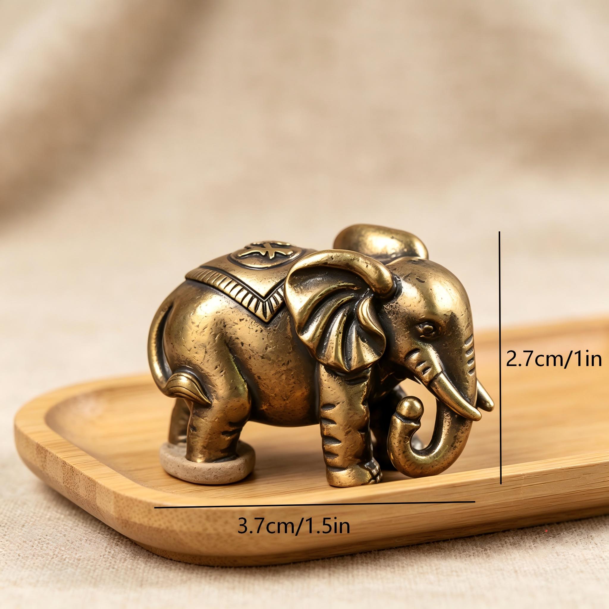 Vintage Handmade Brass Elephant Statue — Copper figurine image 2