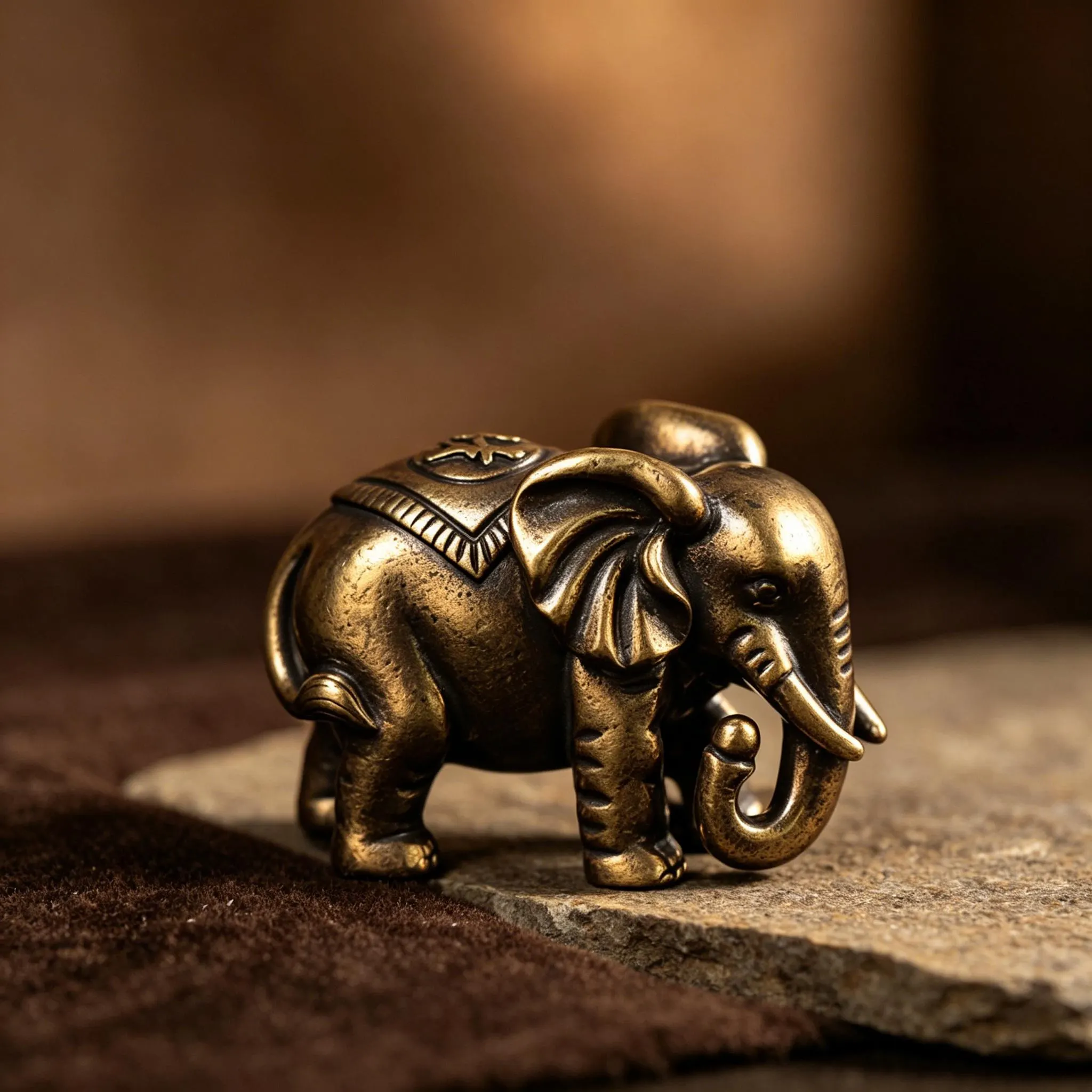 Vintage Handmade Brass Elephant Statue — Copper figurine image 3