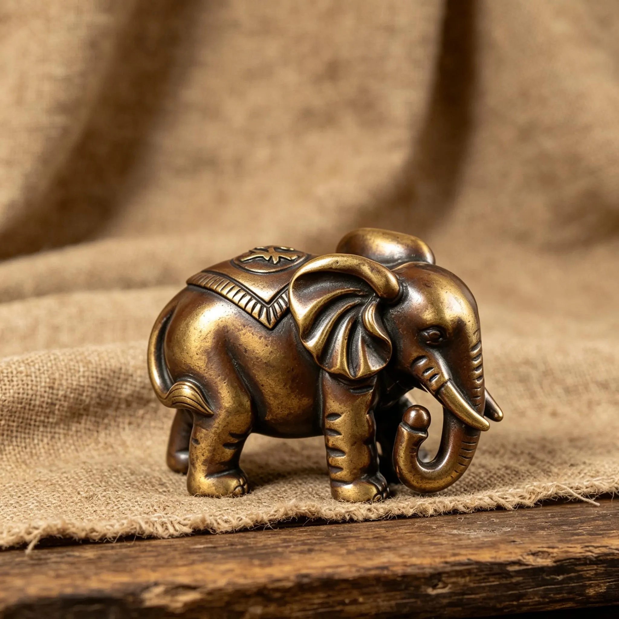 Vintage Handmade Brass Elephant Statue — Copper figurine image 4