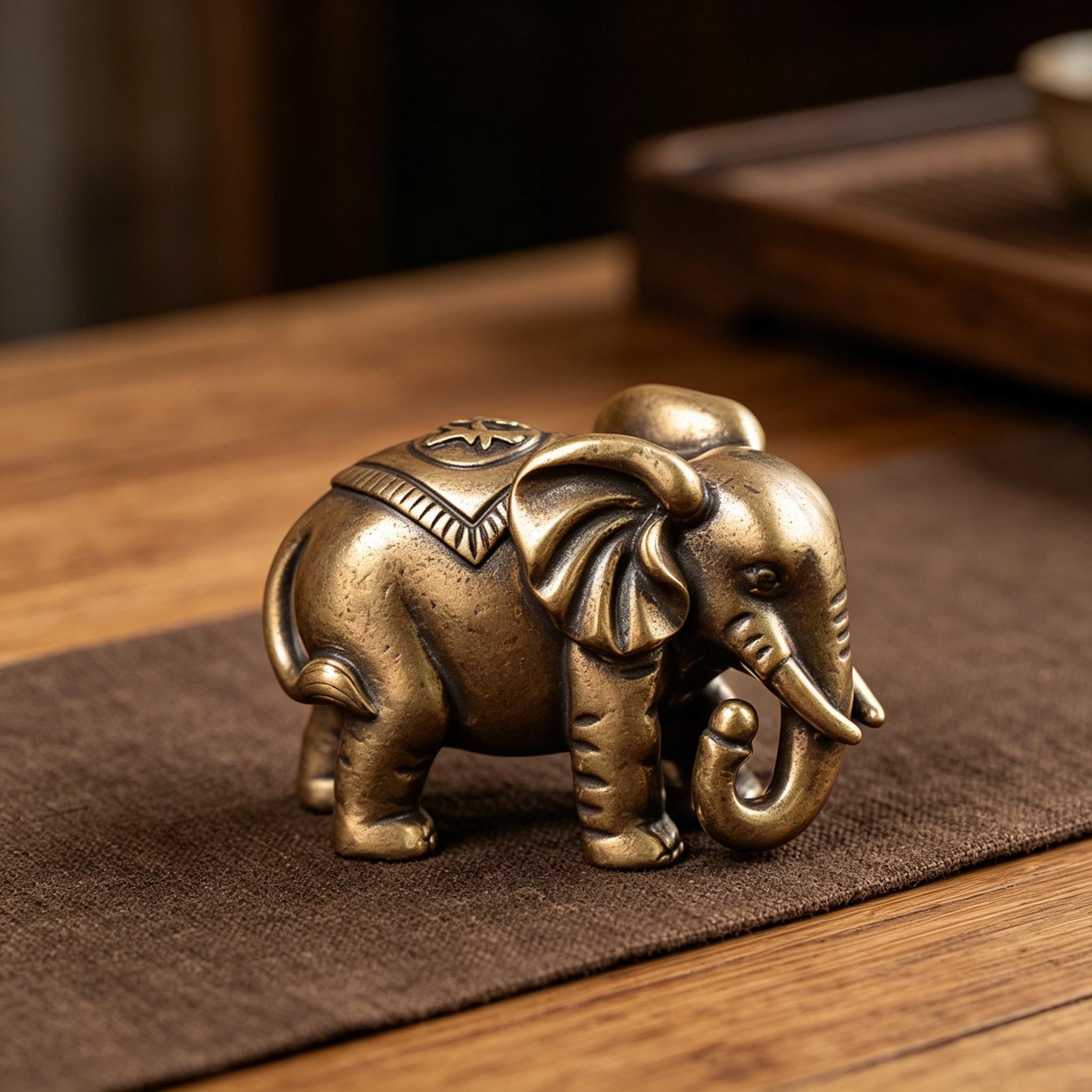 Vintage Handmade Brass Elephant Statue — Copper figurine image 5