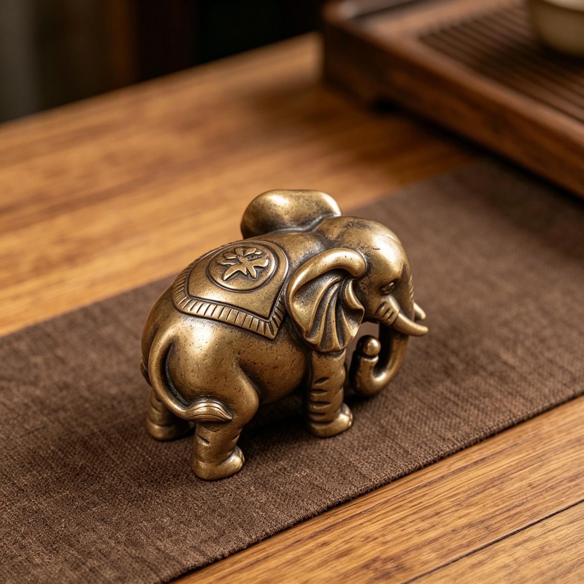 Vintage Handmade Brass Elephant Statue — Copper figurine image 10