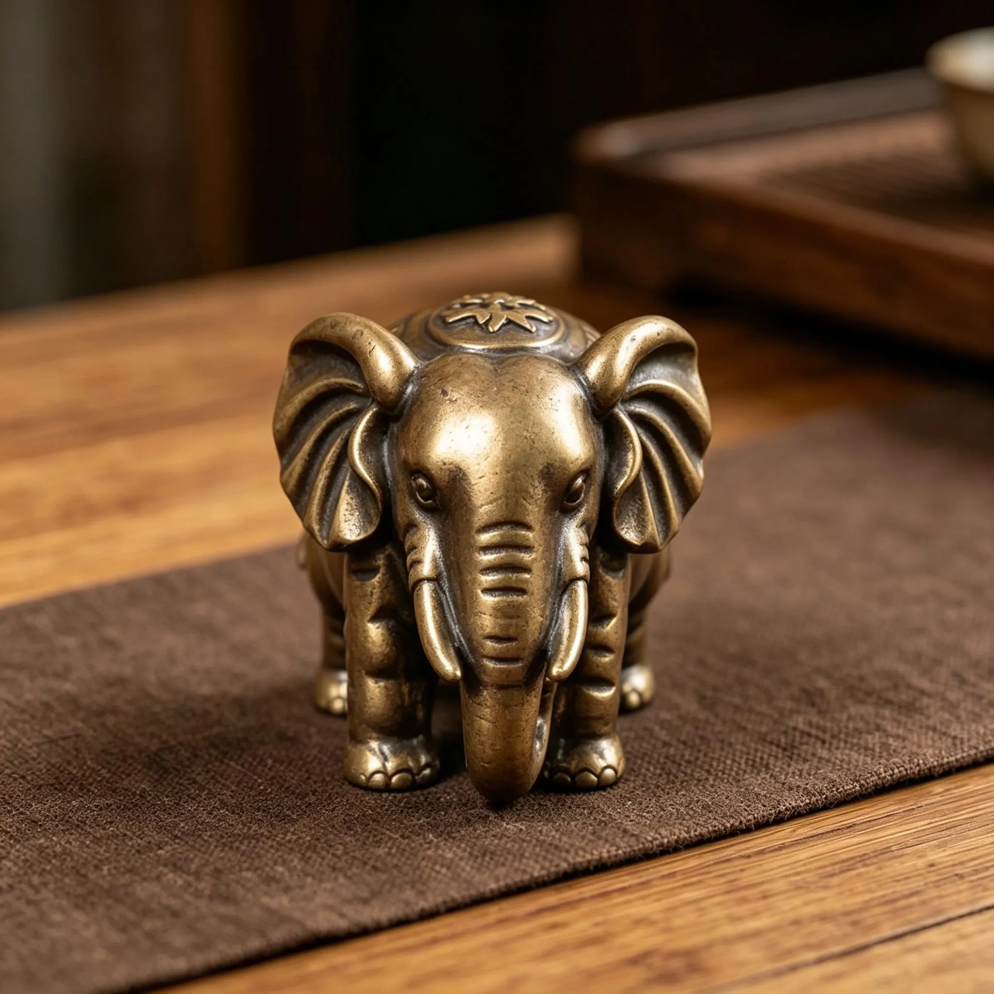 Vintage Handmade Brass Elephant Statue — Copper figurine image 11