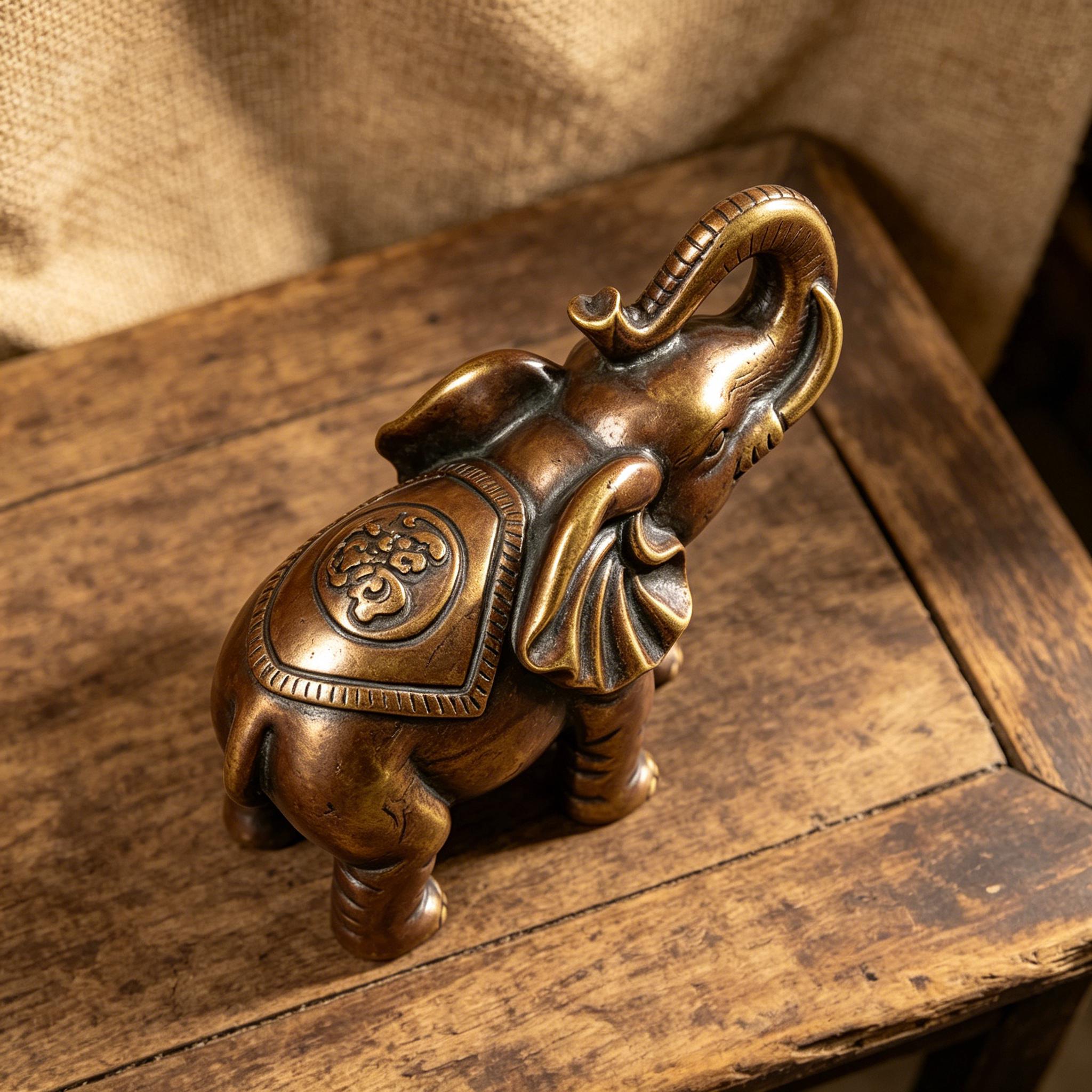 Vintage Handmade Brass Elephant Statue — Copper figurine image 12