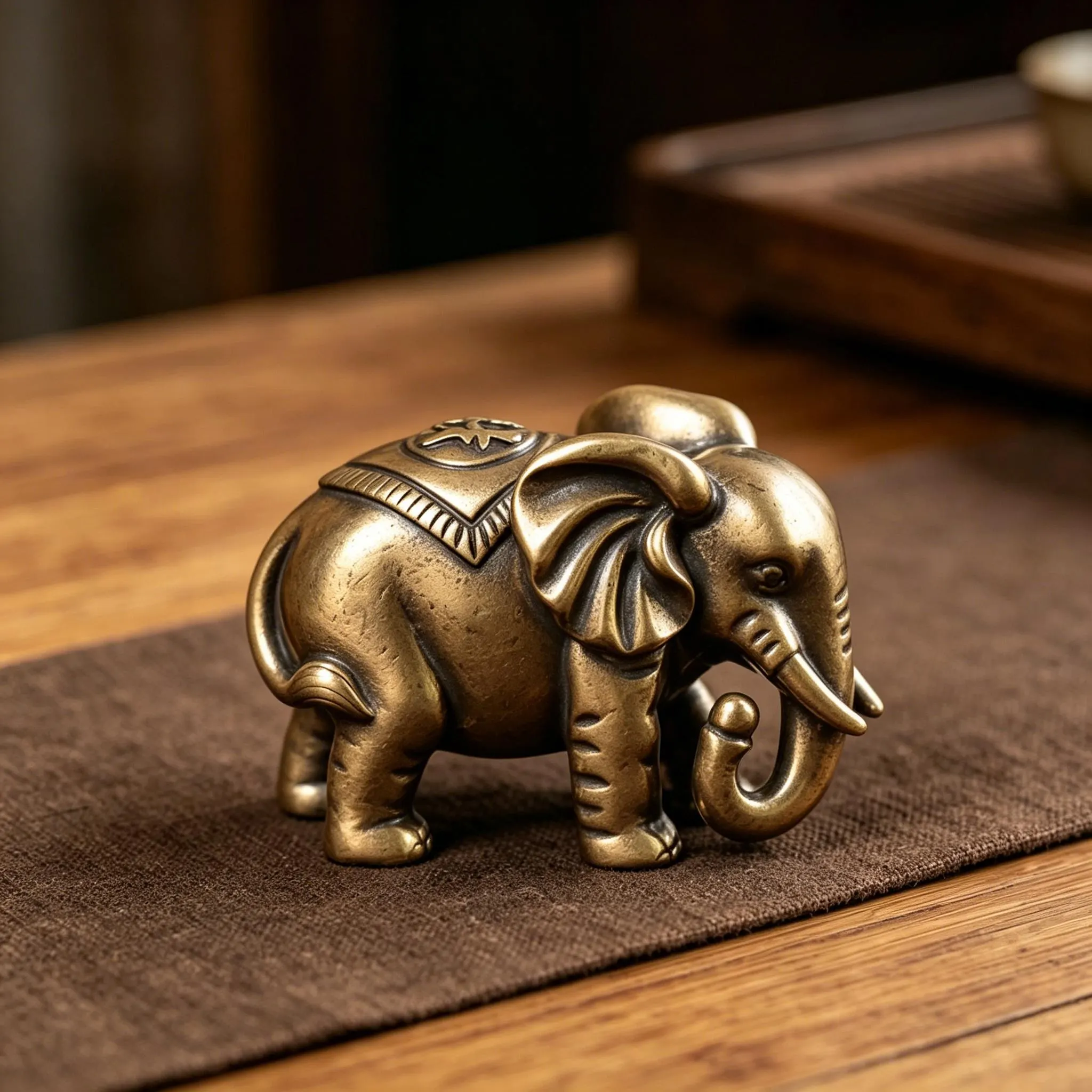 Vintage Handmade Brass Elephant Statue — Copper figurine image 13