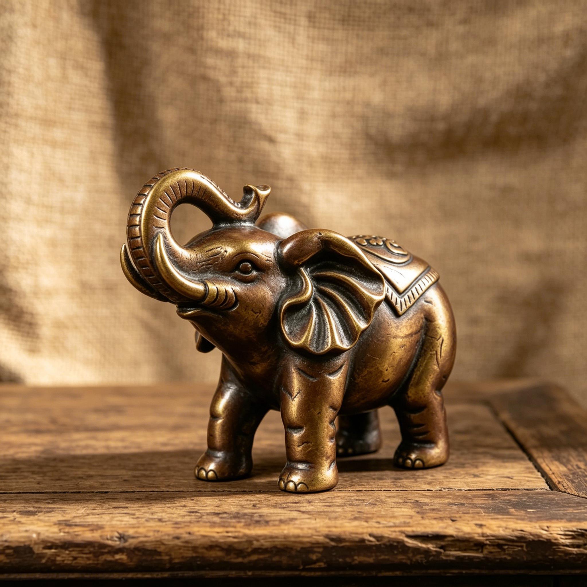 Vintage Handmade Brass Elephant Statue — Copper figurine image 14