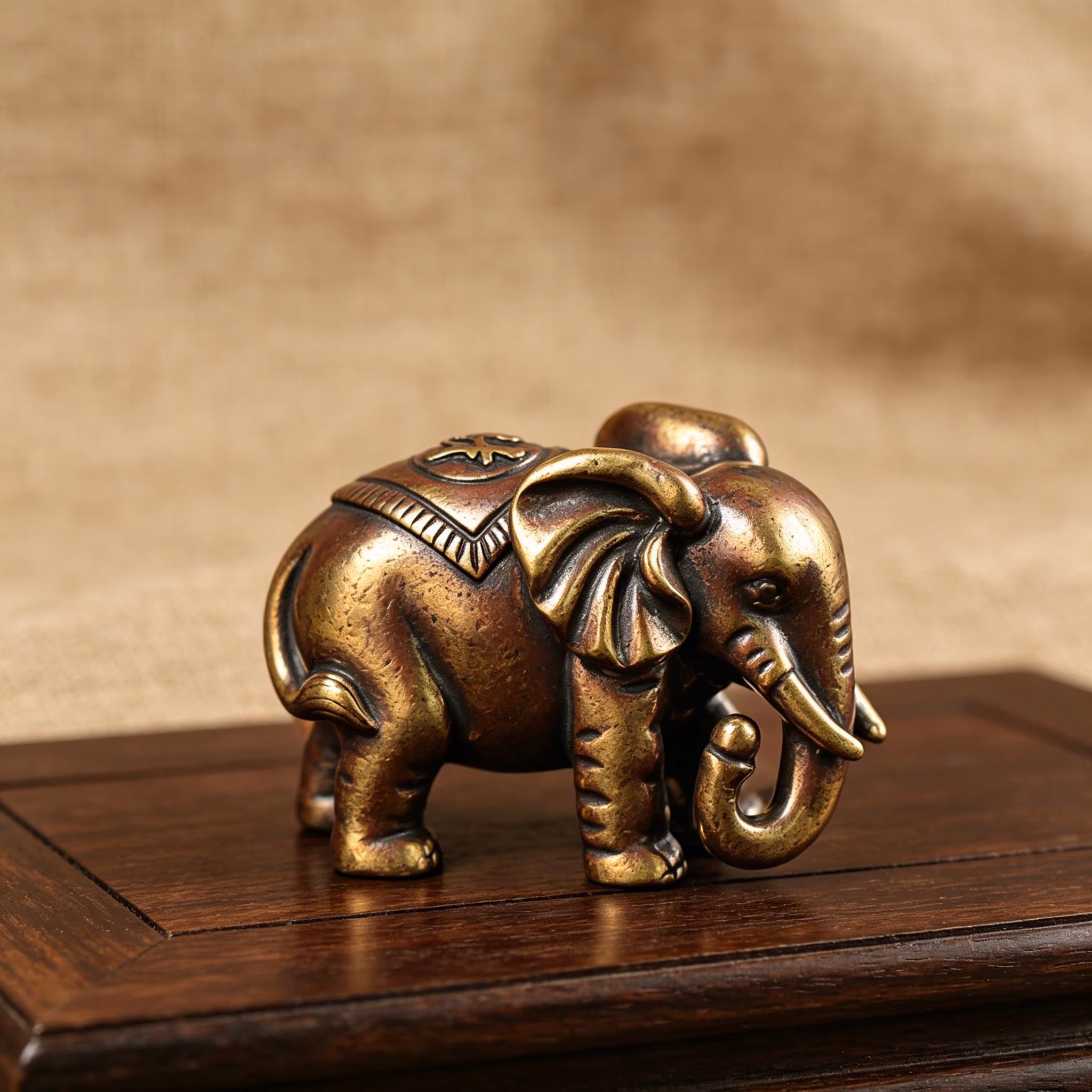 Vintage Handmade Brass Elephant Statue — Copper figurine image 1