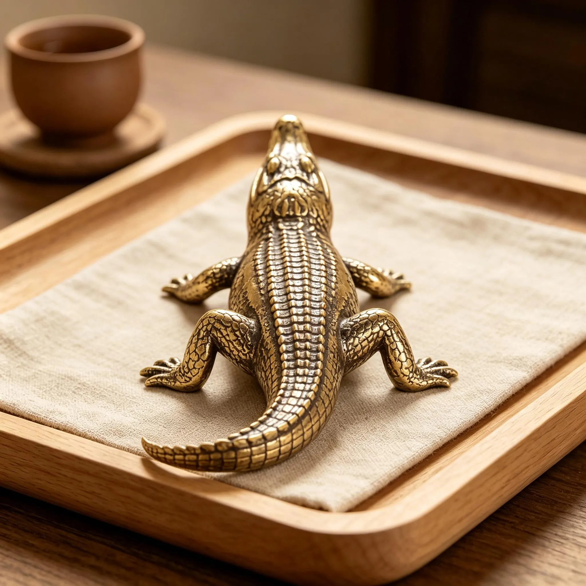 Handcrafted Copper Crocodile Figurine — Copper figurine image 4