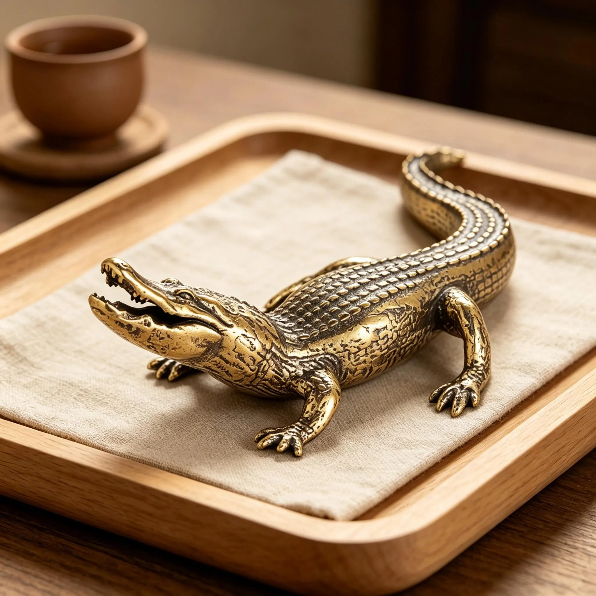 Handcrafted Copper Crocodile Figurine — Copper figurine image 6