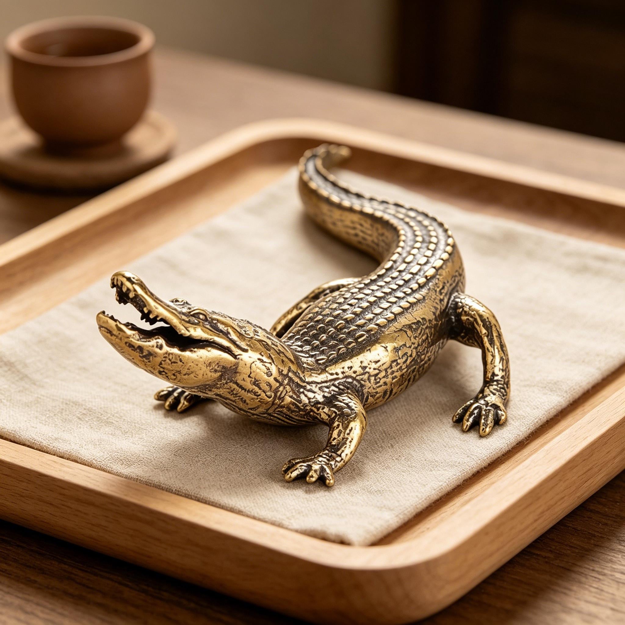 Handcrafted Copper Crocodile Figurine — Copper figurine image 1