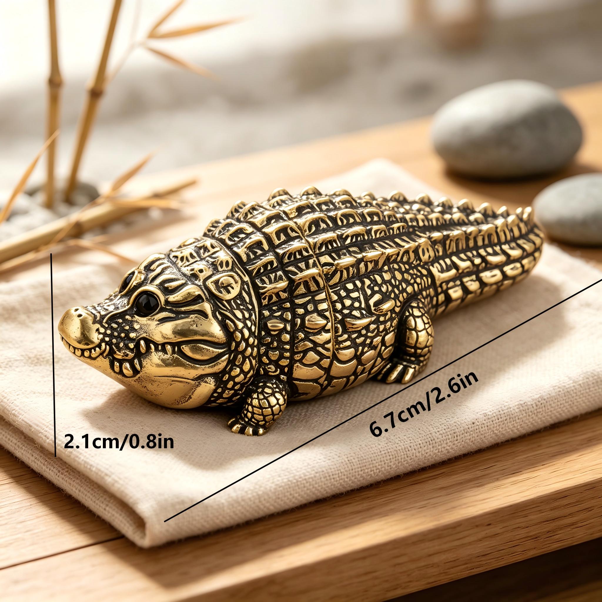 Handcrafted Brass Crocodile Figurine — Copper figurine image 2