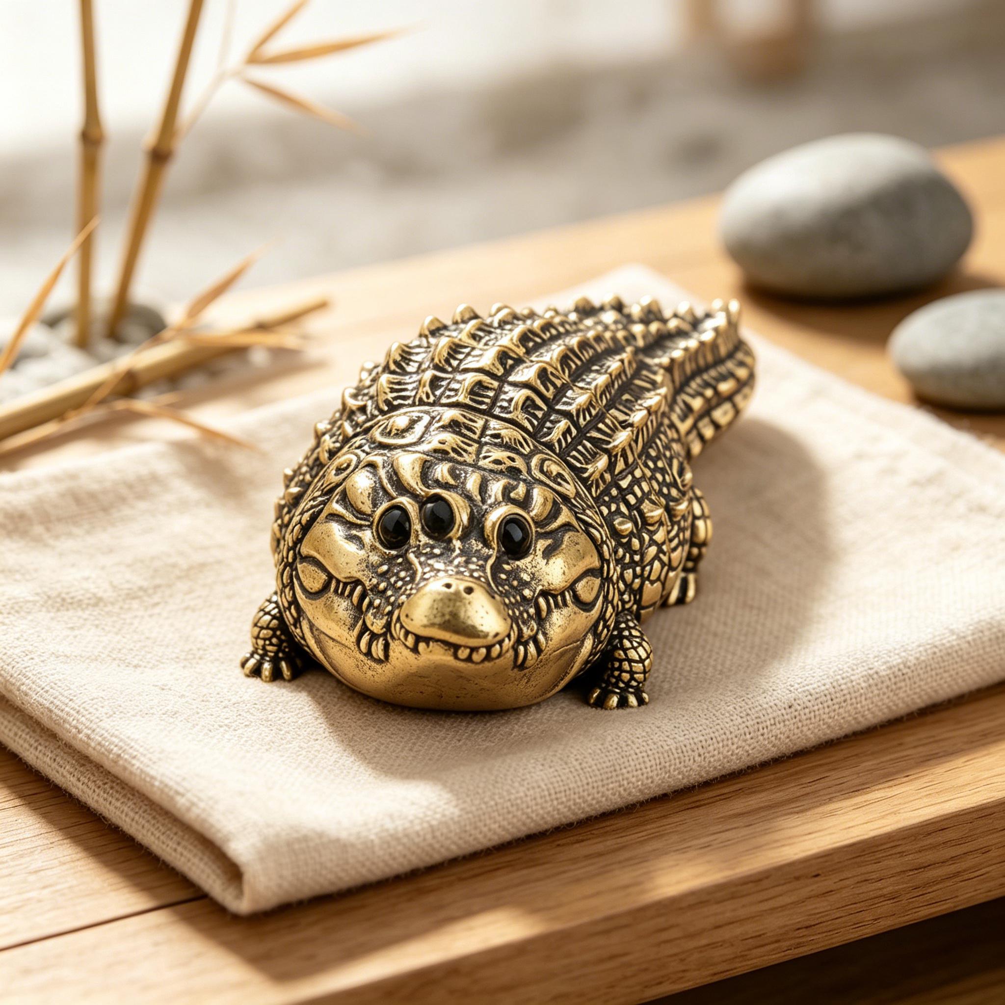 Handcrafted Brass Crocodile Figurine — Copper figurine image 5