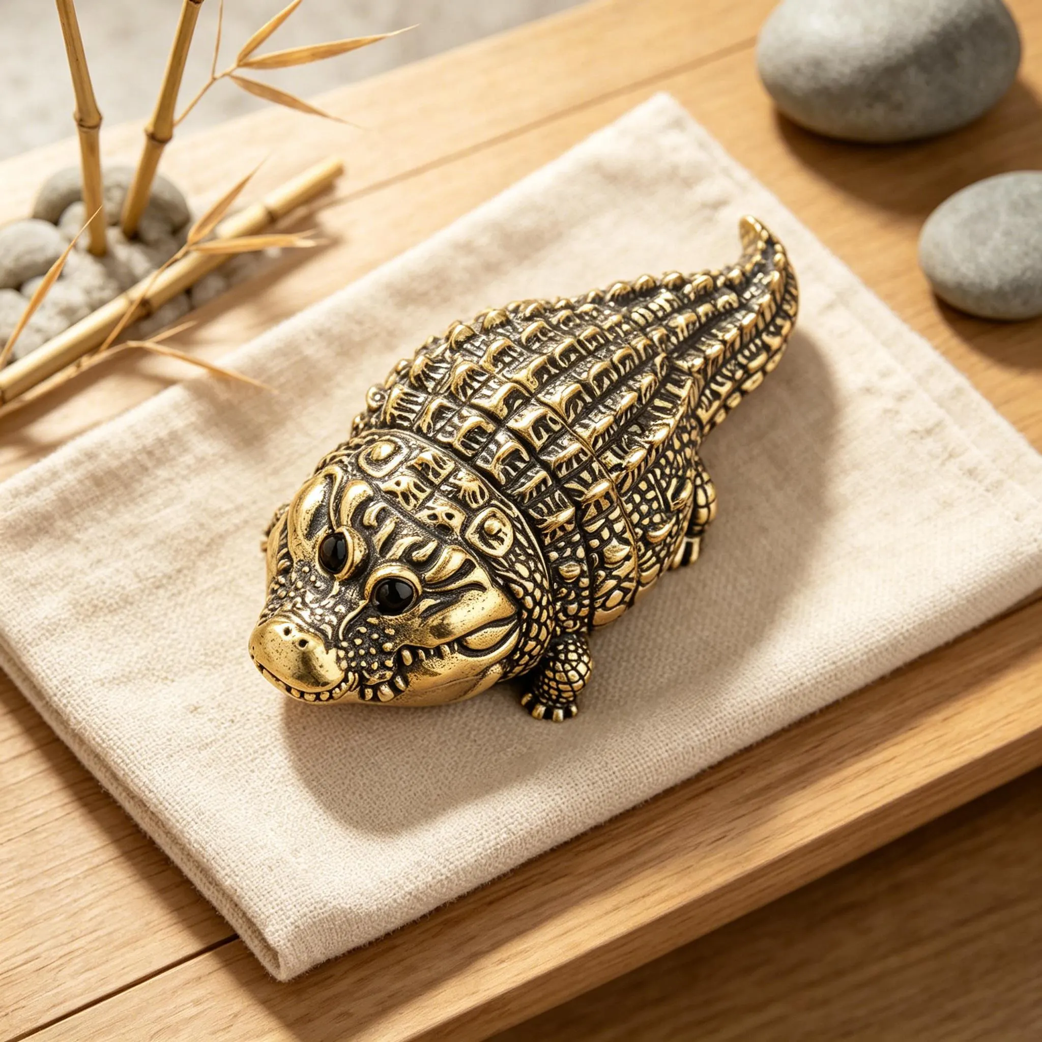 Handcrafted Brass Crocodile Figurine — Copper figurine image 6
