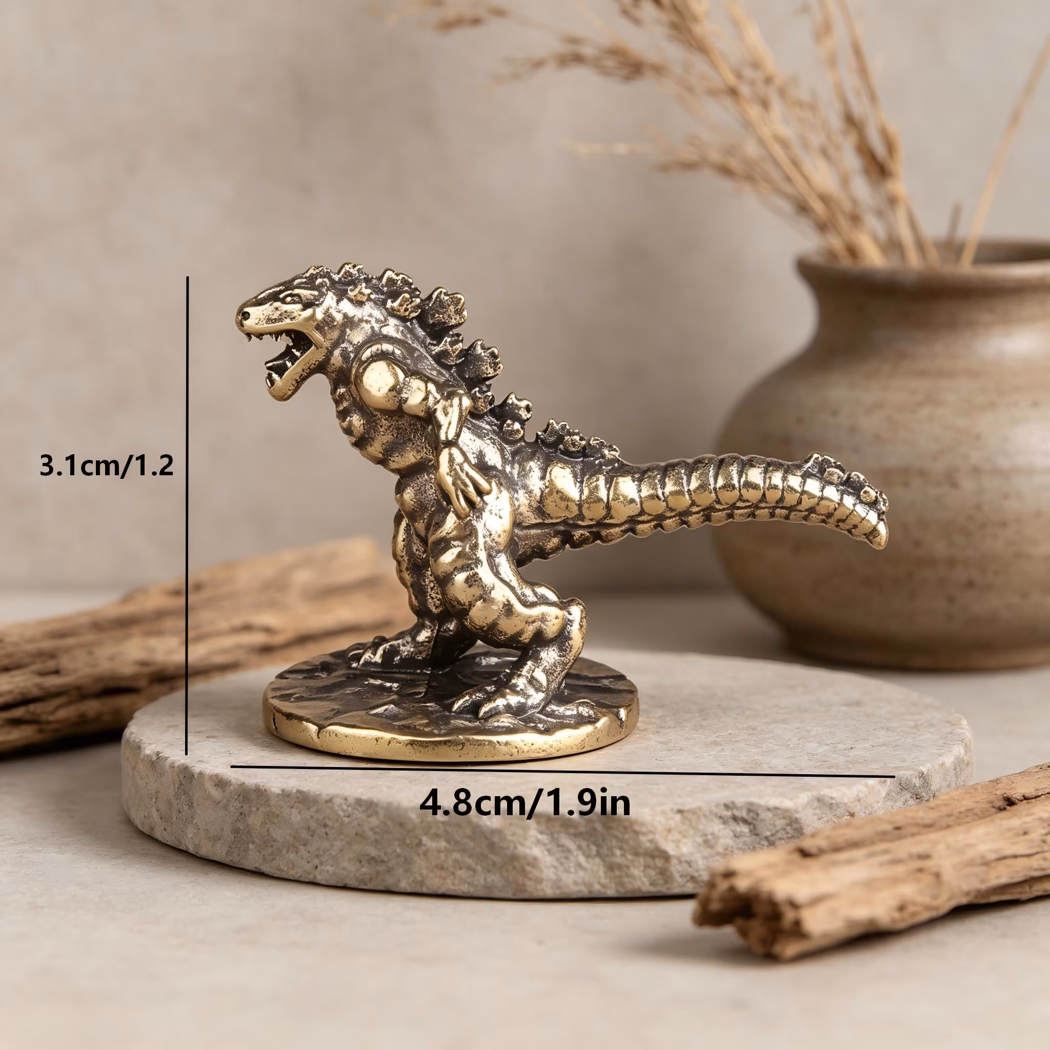Handcrafted Brass Godzilla Figurine — Copper figurine image 2