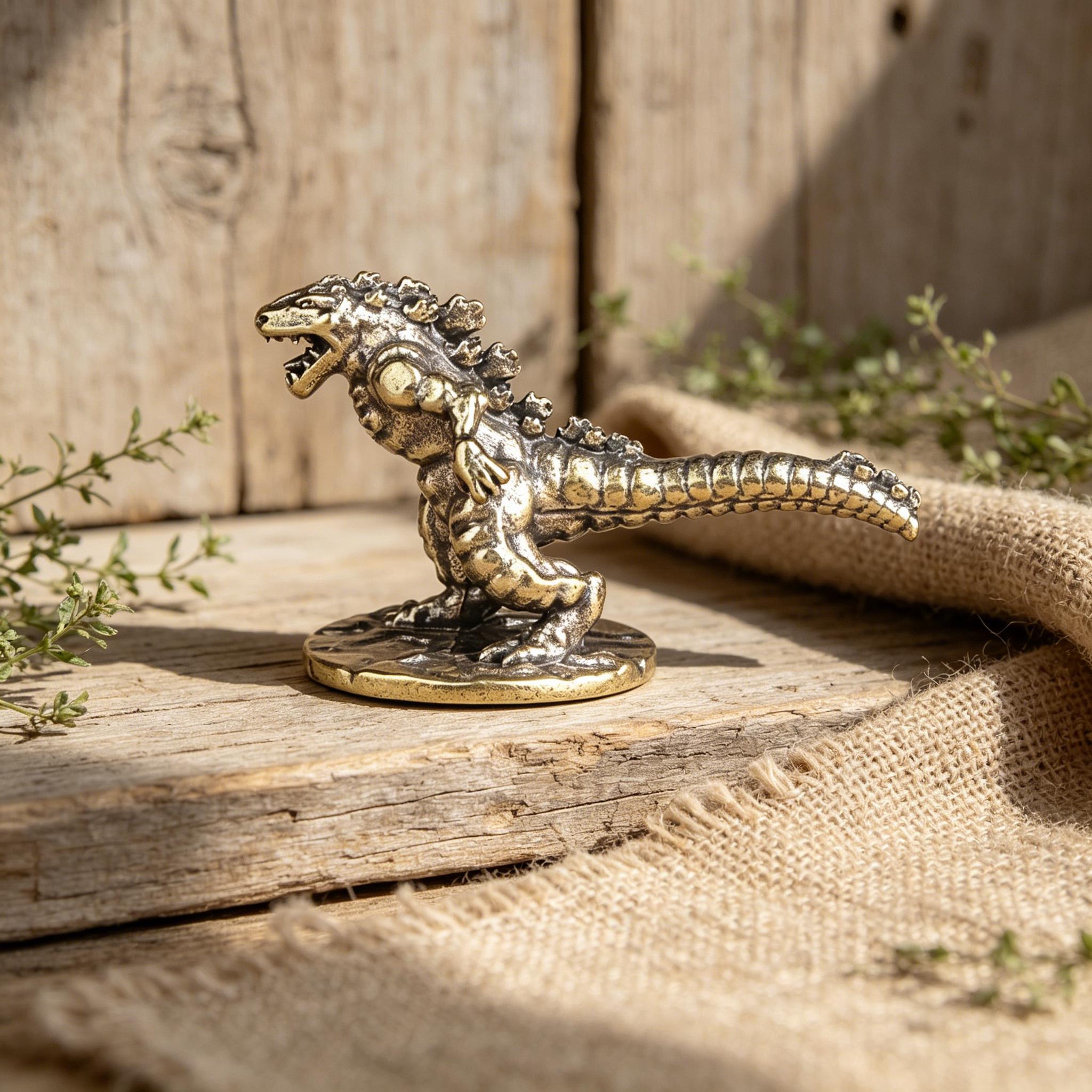 Handcrafted Brass Godzilla Figurine — Copper figurine image 3