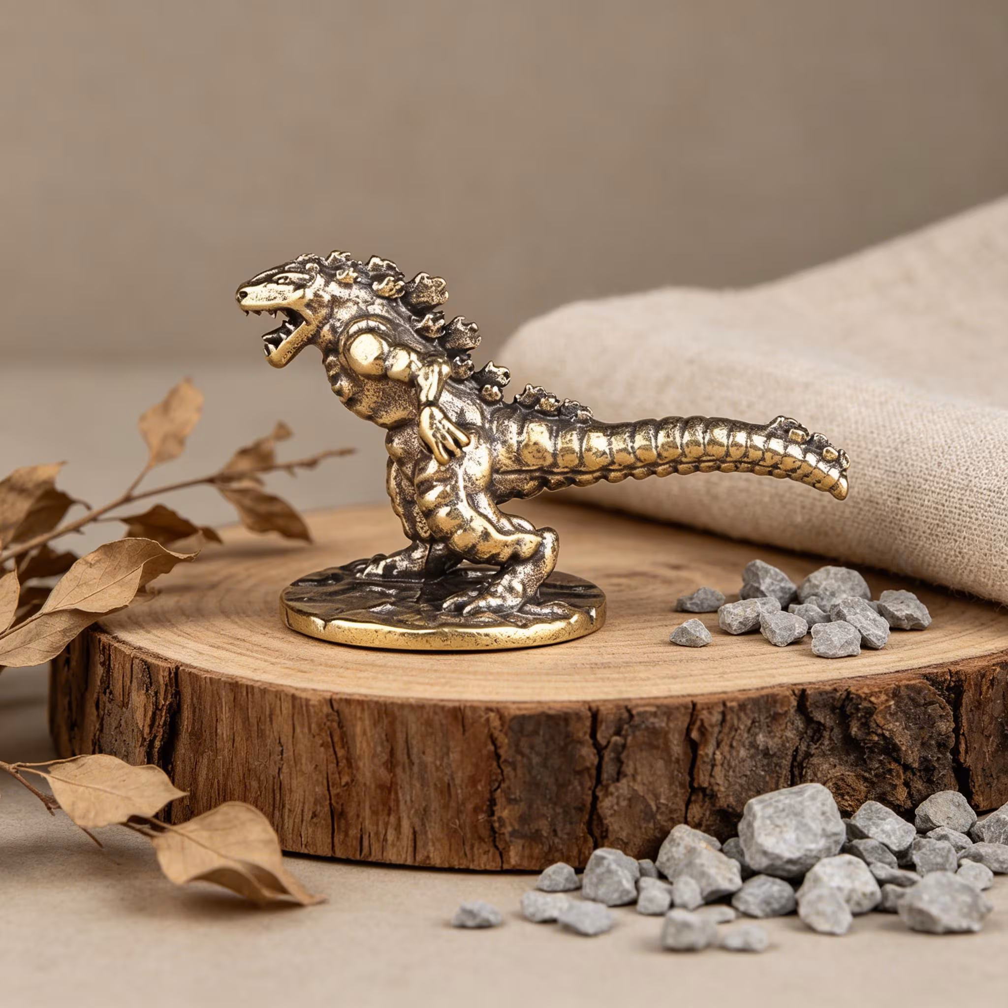 Handcrafted Brass Godzilla Figurine — Copper figurine image 4
