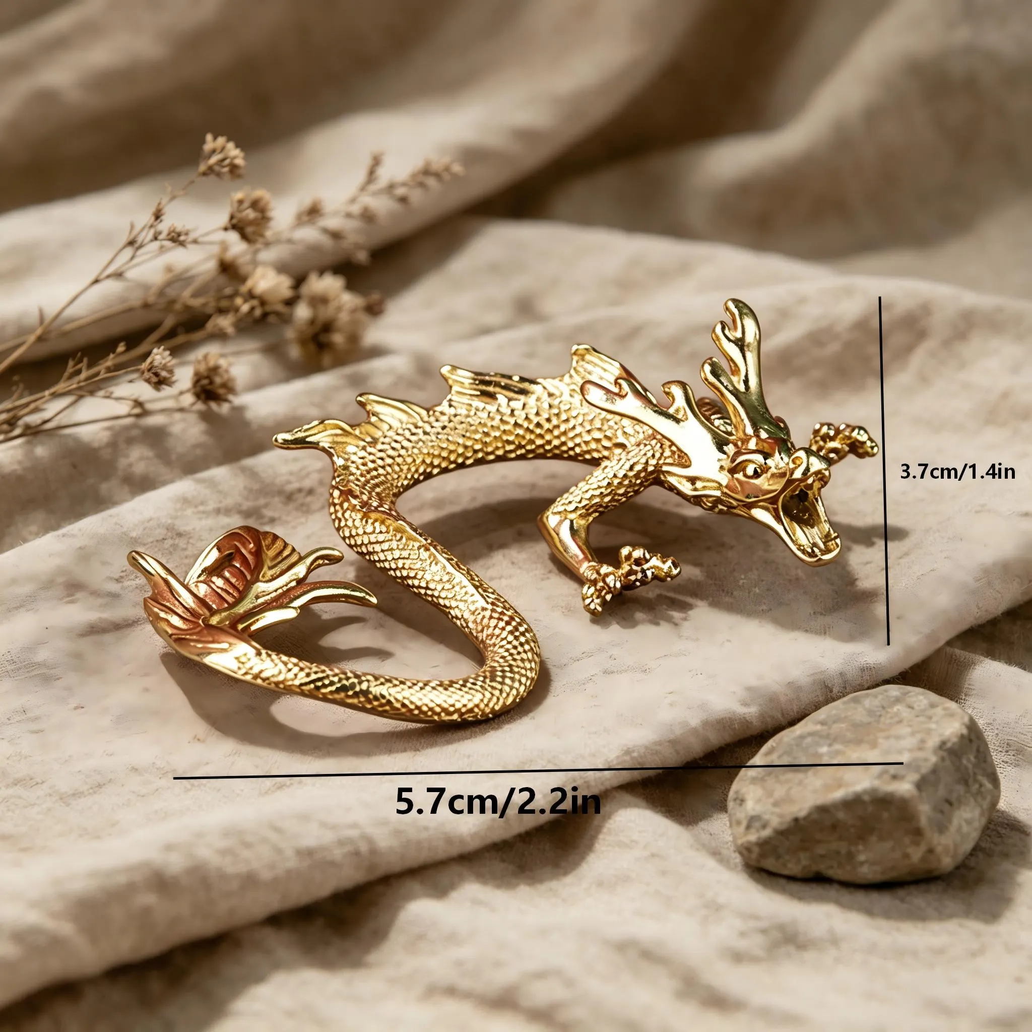 Handcrafted Brass Dragon Figurine — Copper figurine image 2