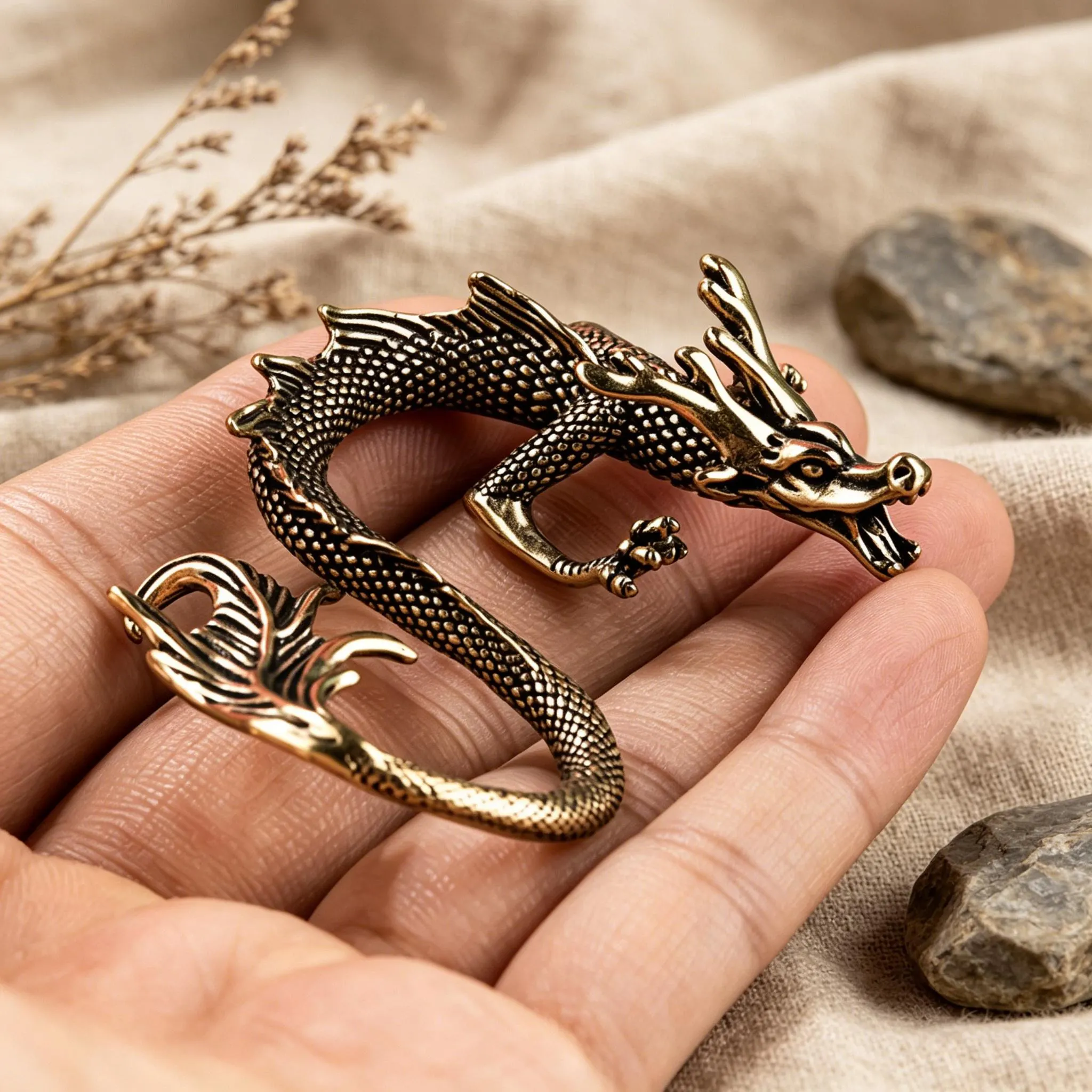 Handcrafted Brass Dragon Figurine — Copper figurine image 3