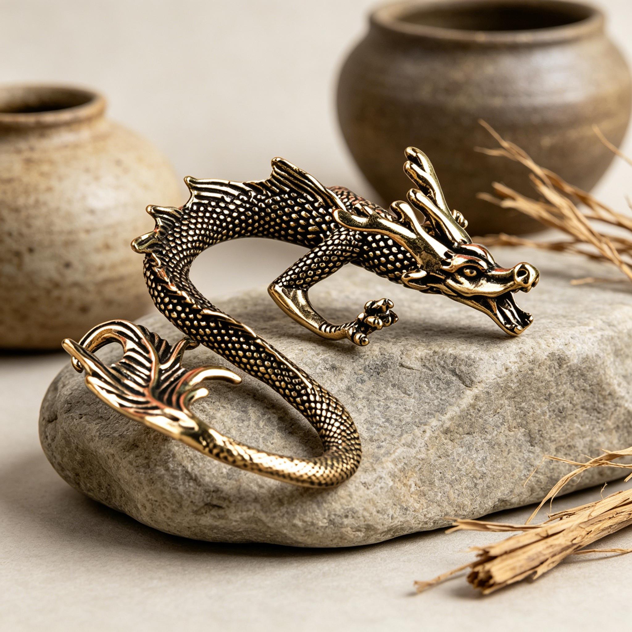 Handcrafted Brass Dragon Figurine — Copper figurine image 5