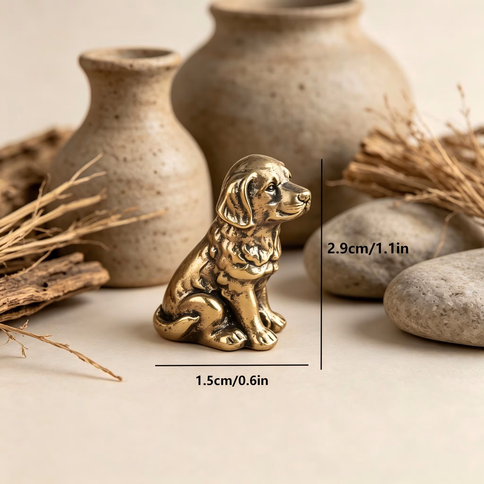 Handcrafted Brass Dog Figurine — Copper figurine image 3