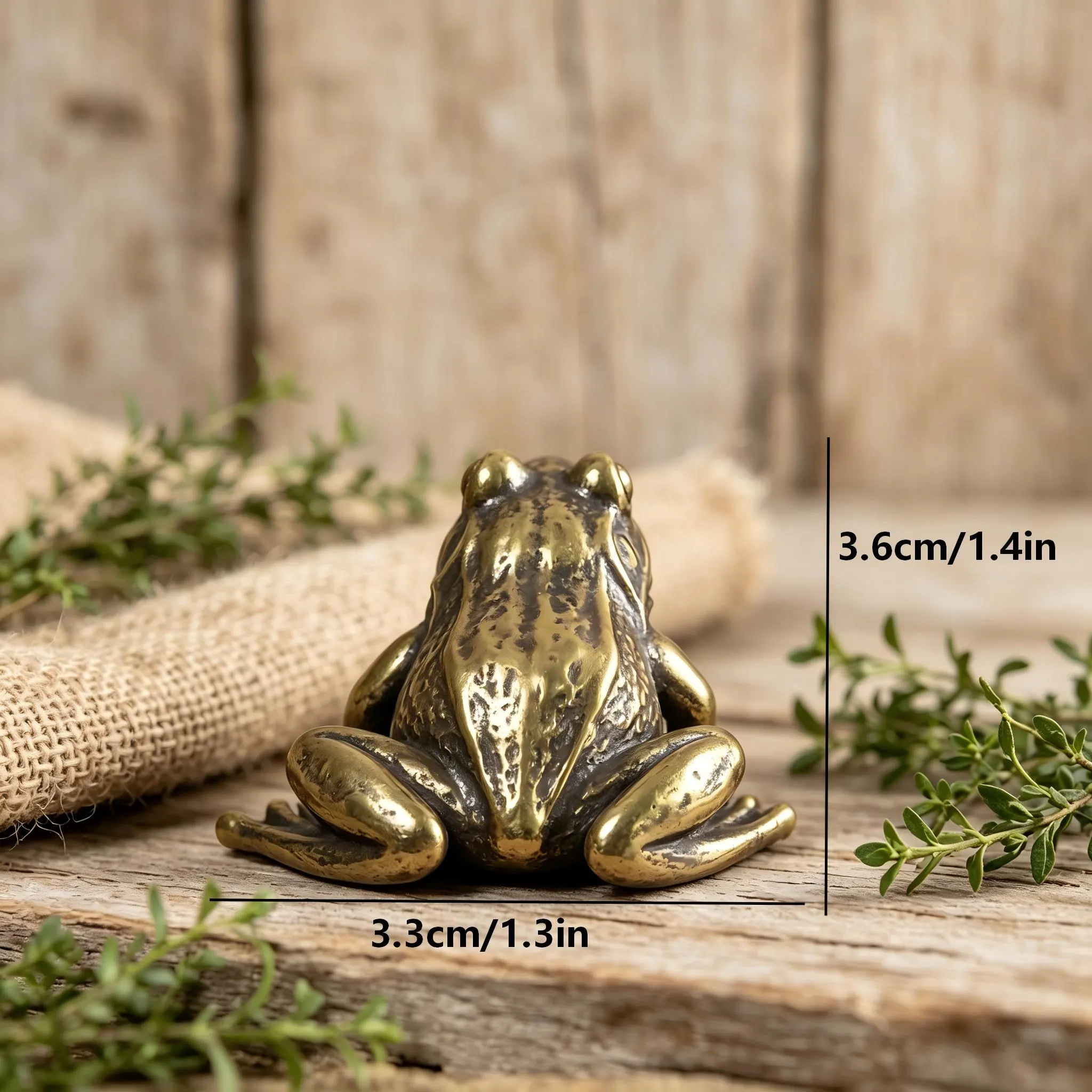 Handcrafted Brass Frog Figurine — Copper figurine image 2