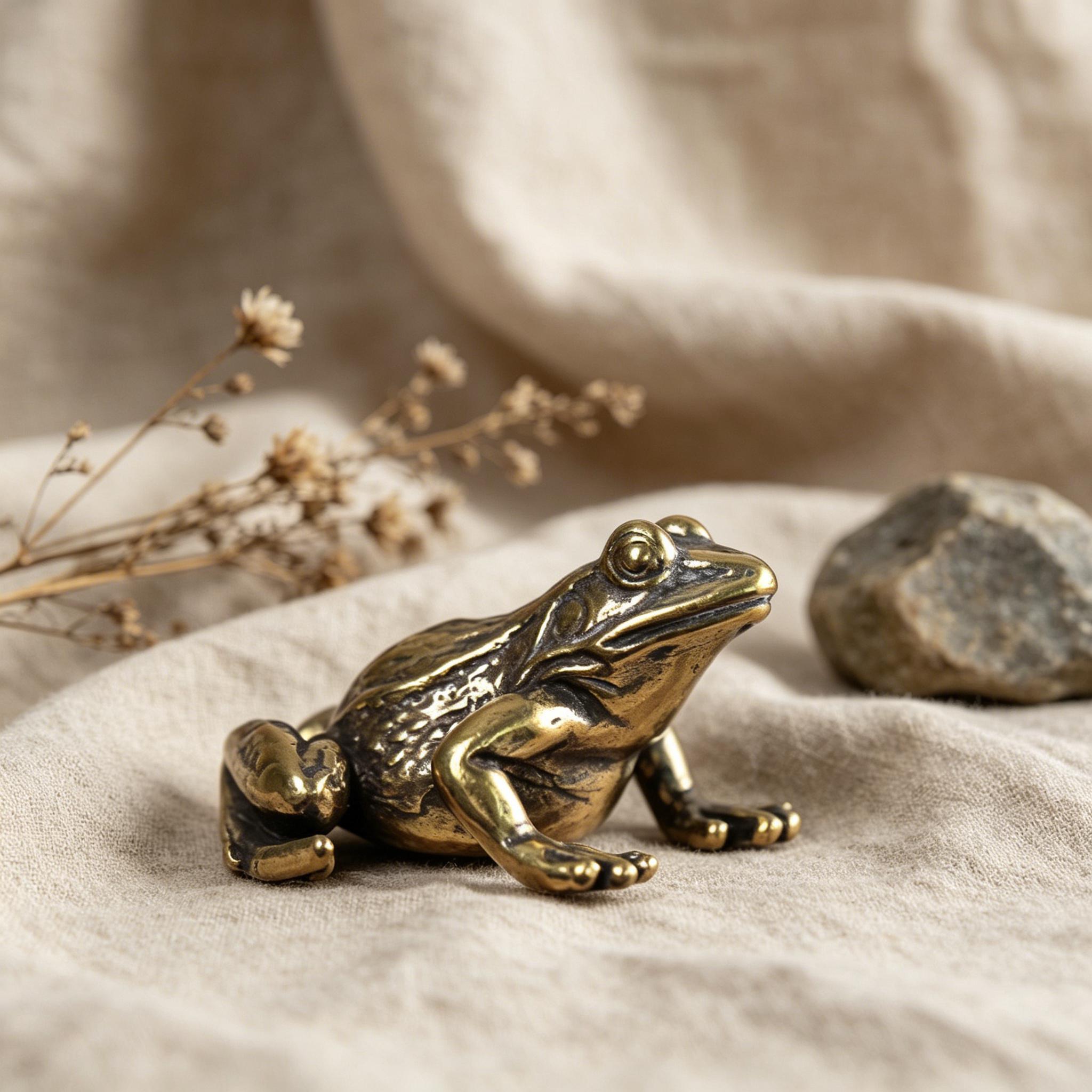 Handcrafted Brass Frog Figurine — Copper figurine image 3