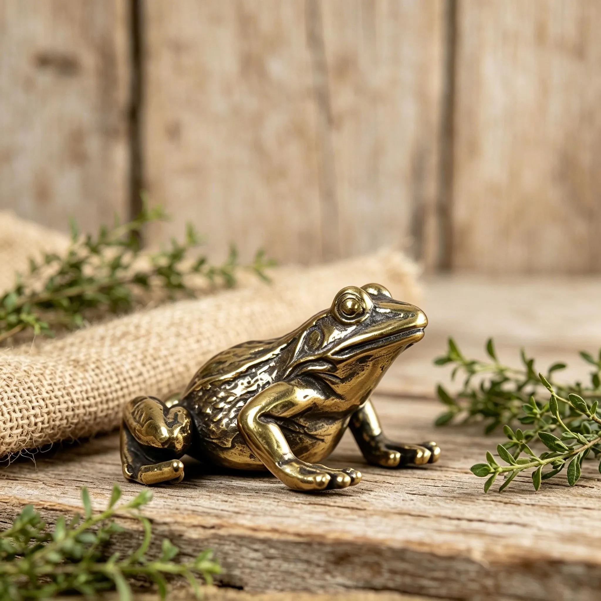 Handcrafted Brass Frog Figurine — Copper figurine image 4