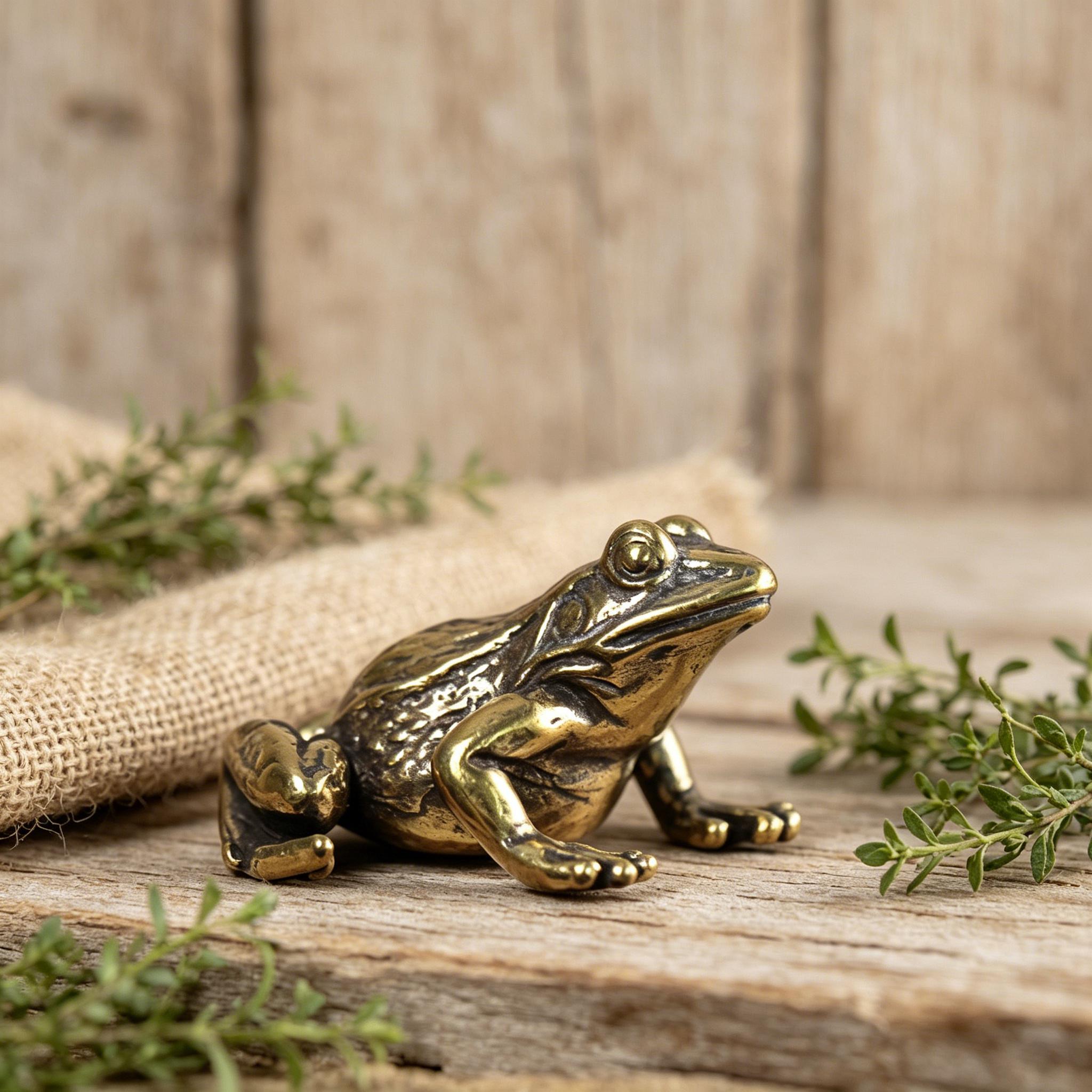 Handcrafted Brass Frog Figurine — Copper figurine image 6