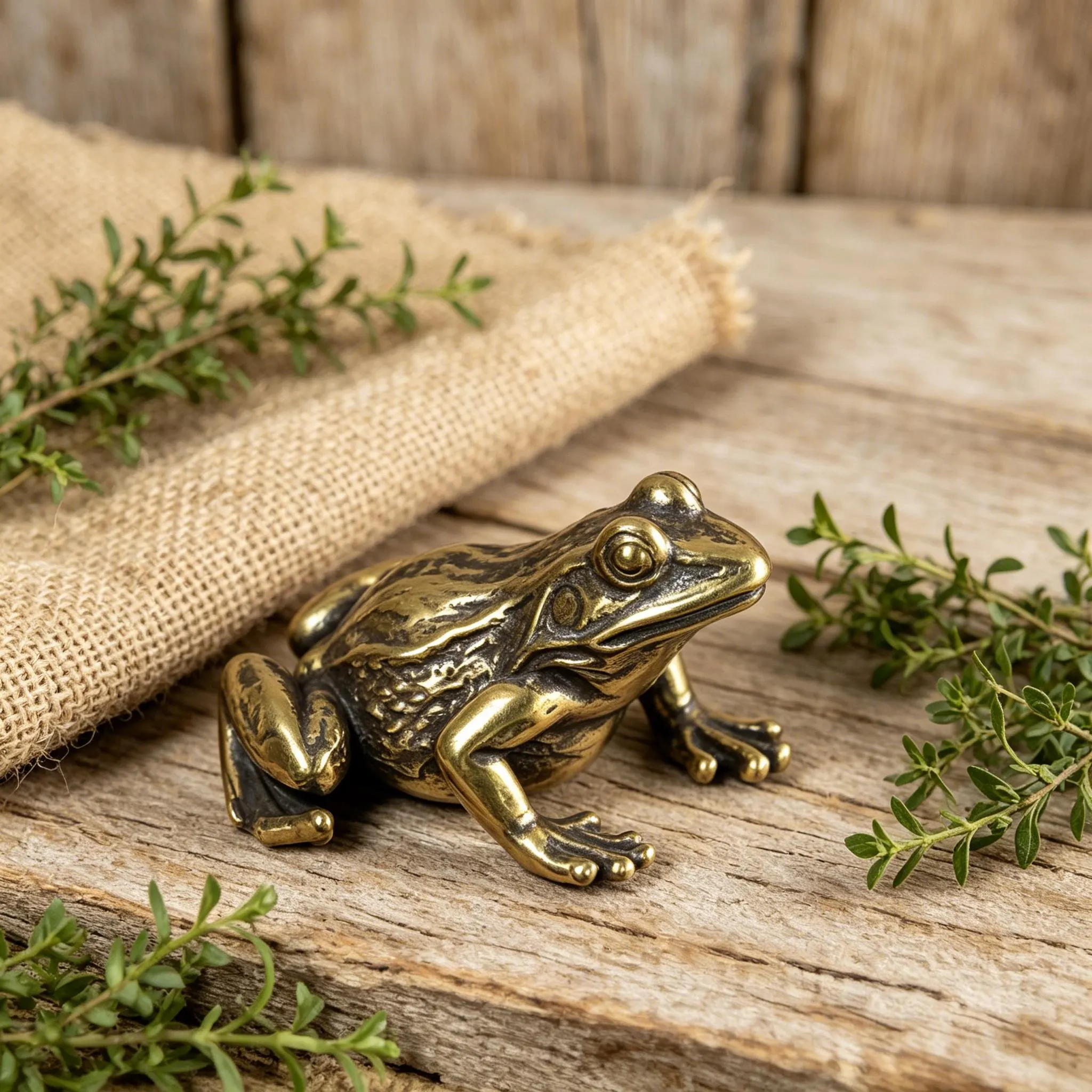 Handcrafted Brass Frog Figurine — Copper figurine image 8