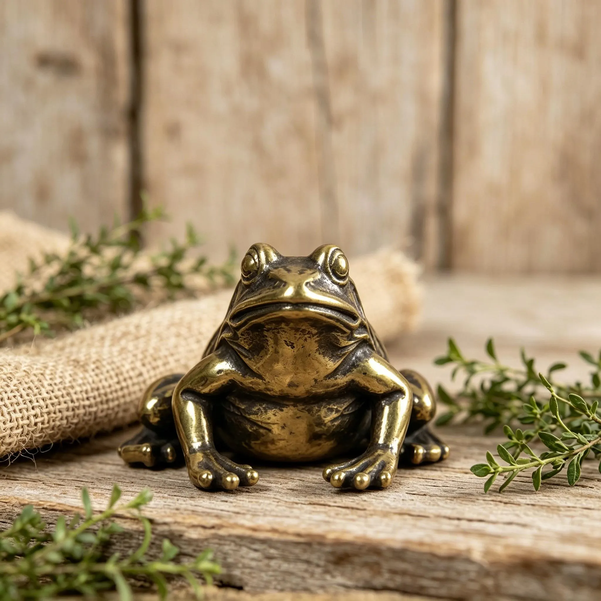 Handcrafted Brass Frog Figurine — Copper figurine image 9