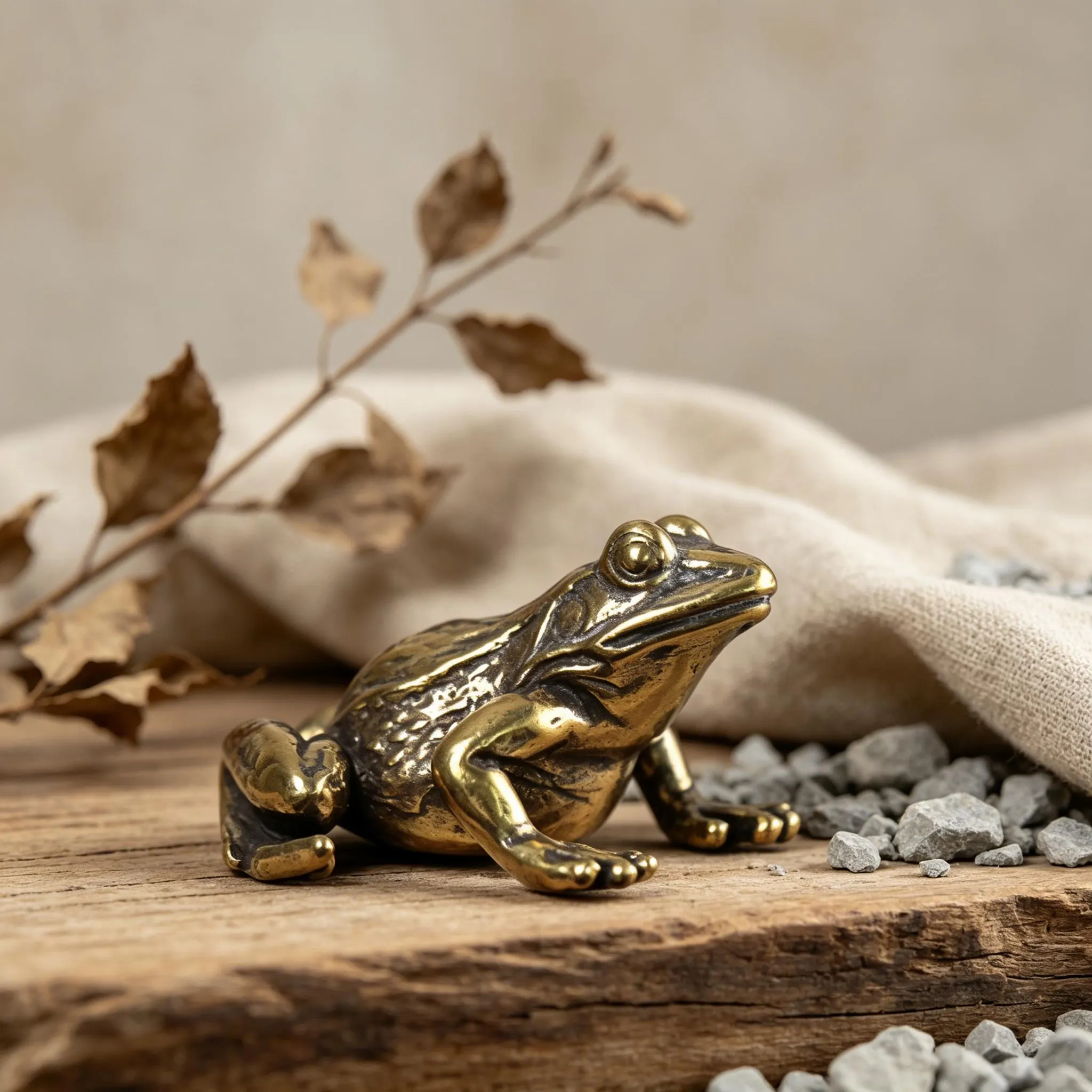 Handcrafted Brass Frog Figurine — Copper figurine image 1