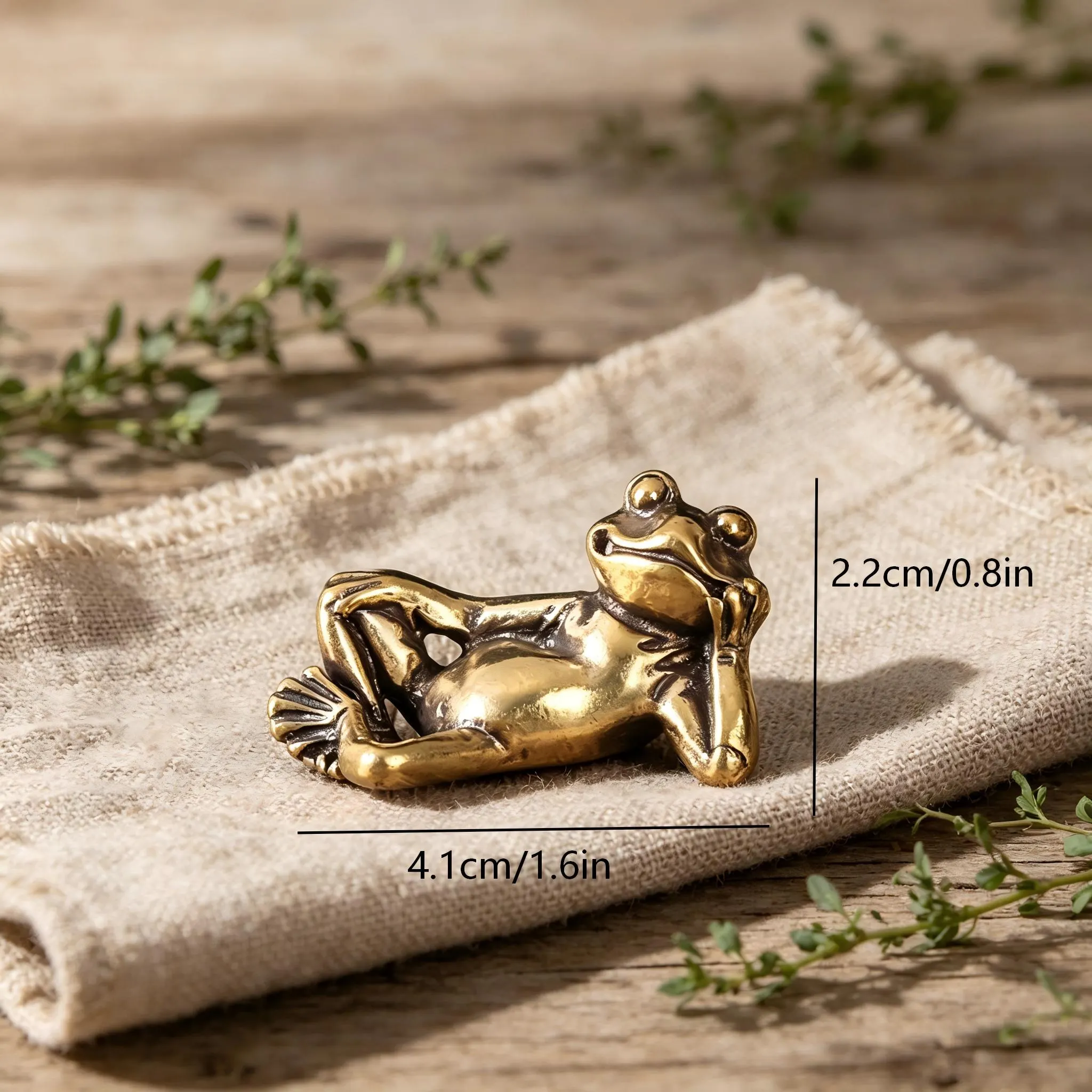 Handcrafted Brass Frog Figurine — Copper figurine image 2