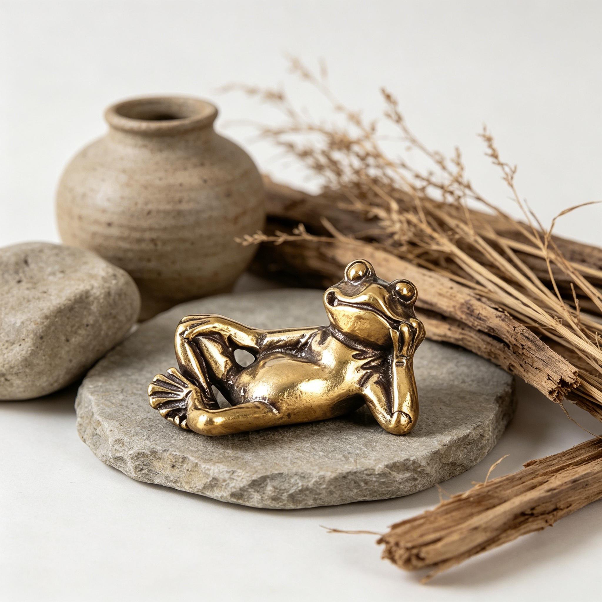 Handcrafted Brass Frog Figurine — Copper figurine image 5