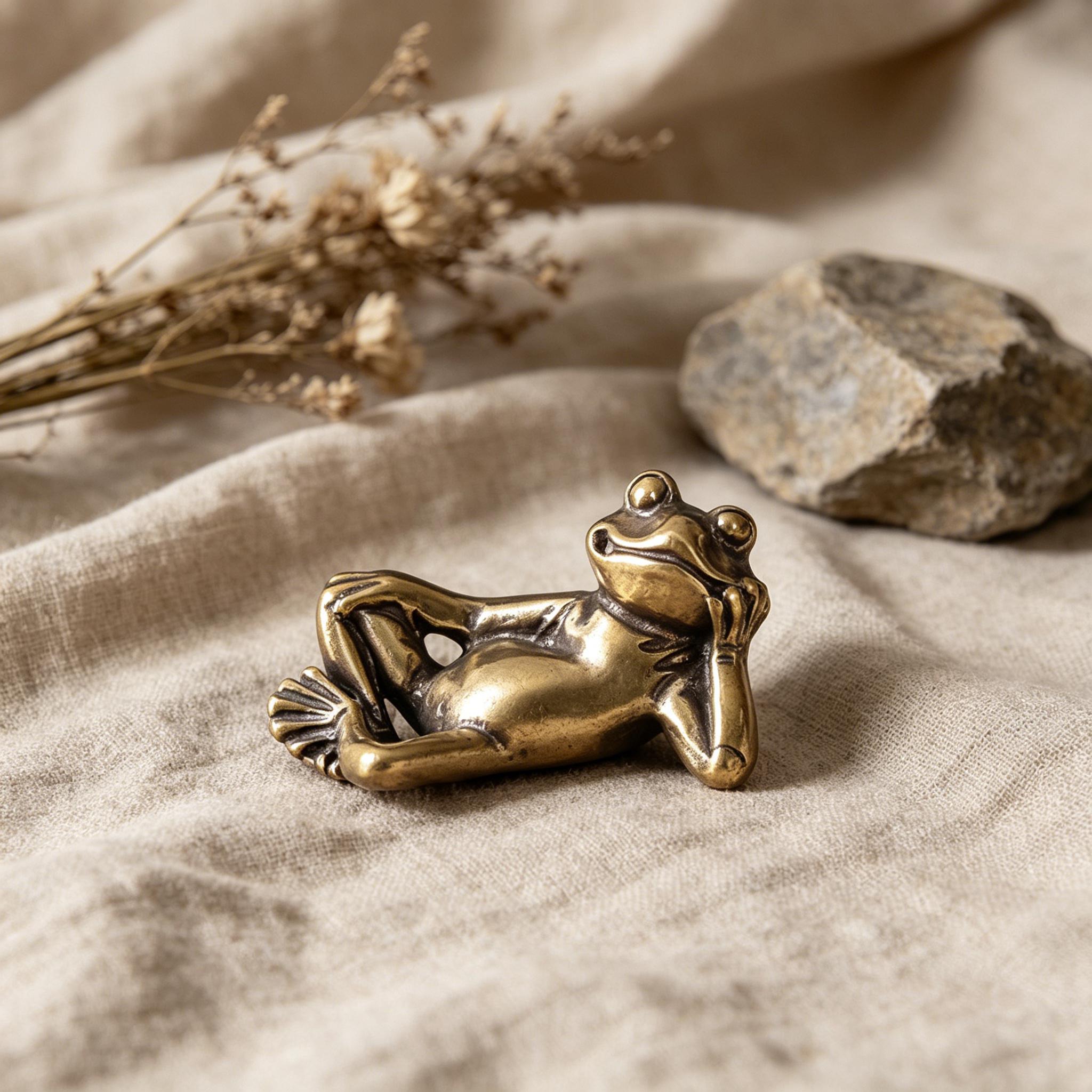 Handcrafted Brass Frog Figurine — Copper figurine image 18