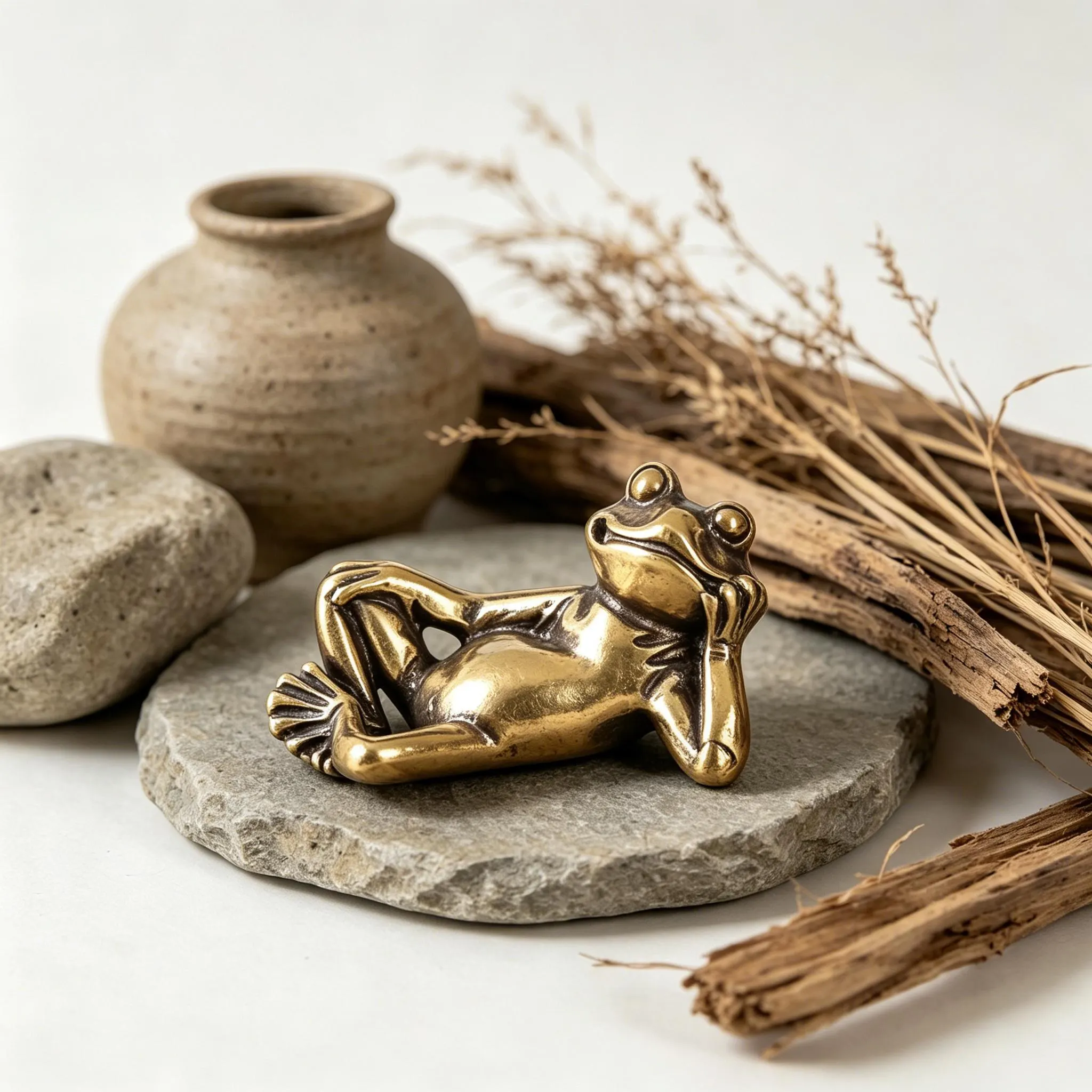 Handcrafted Brass Frog Figurine — Copper figurine image 1