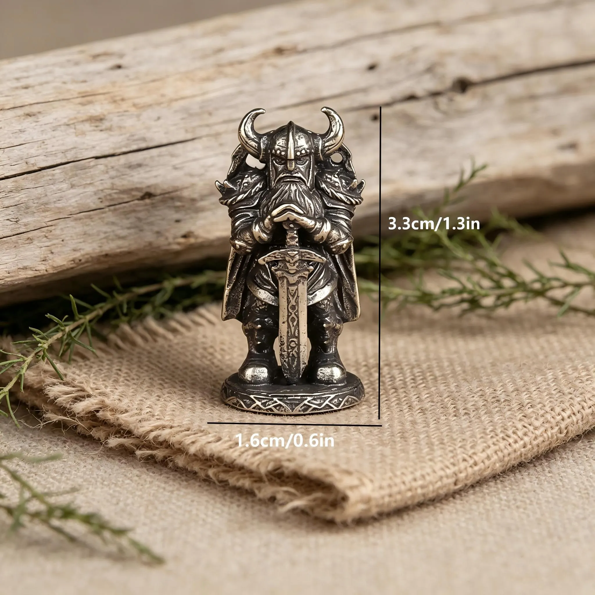 Handmade Mini Bronze Viking Statue — Copper figurine image 2